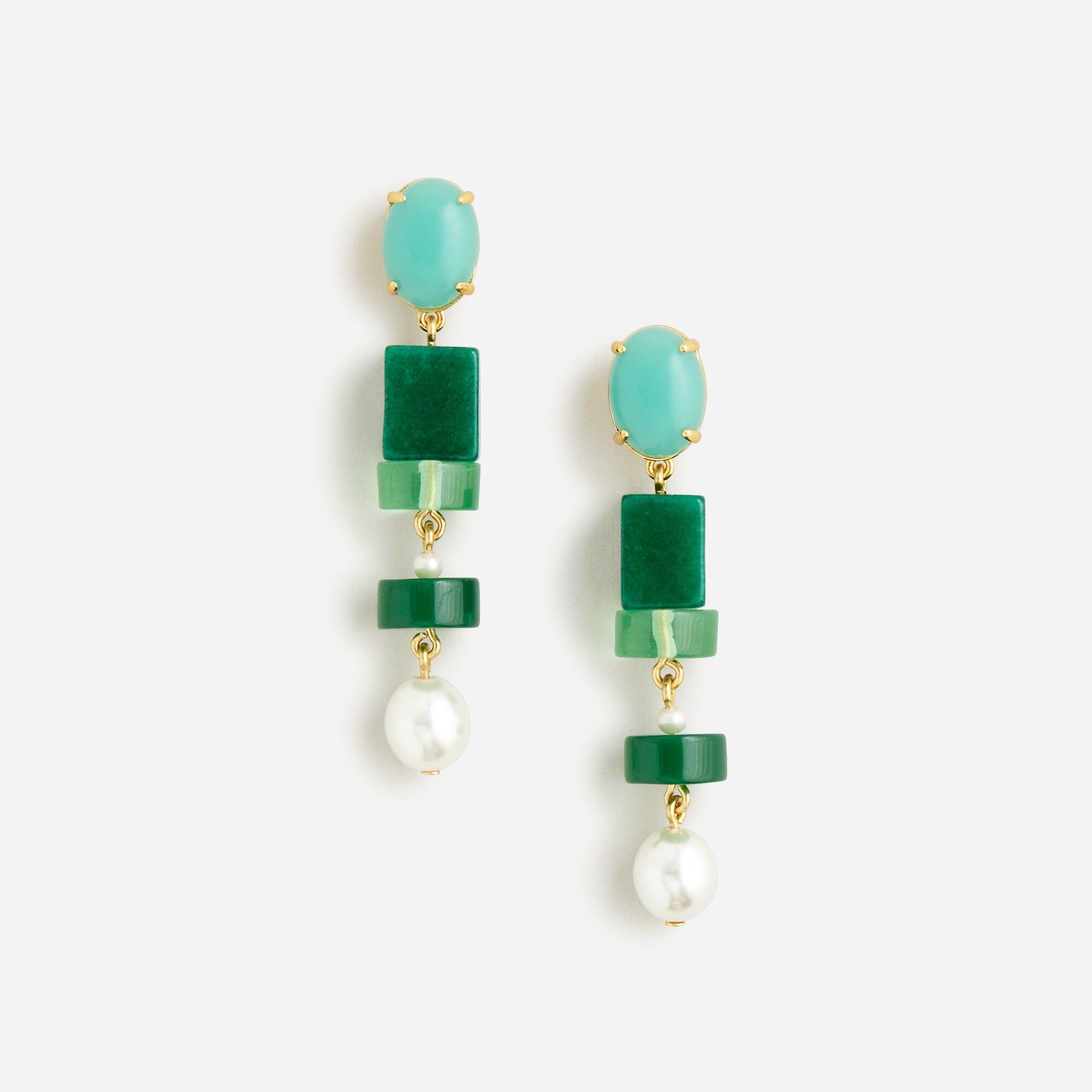 Stone and pearl drop earrings