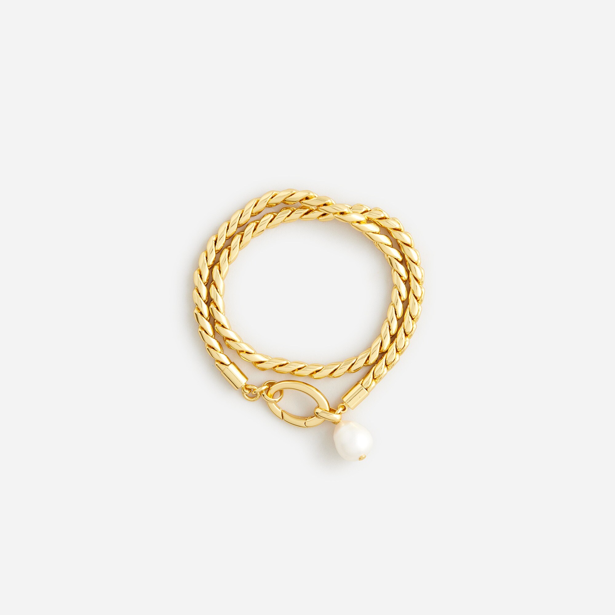 Layered rope-chain bracelet with freshwater pearls