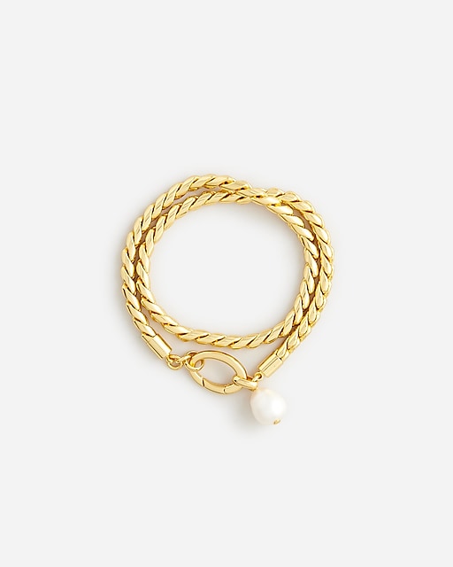  Layered rope-chain bracelet with freshwater pearls