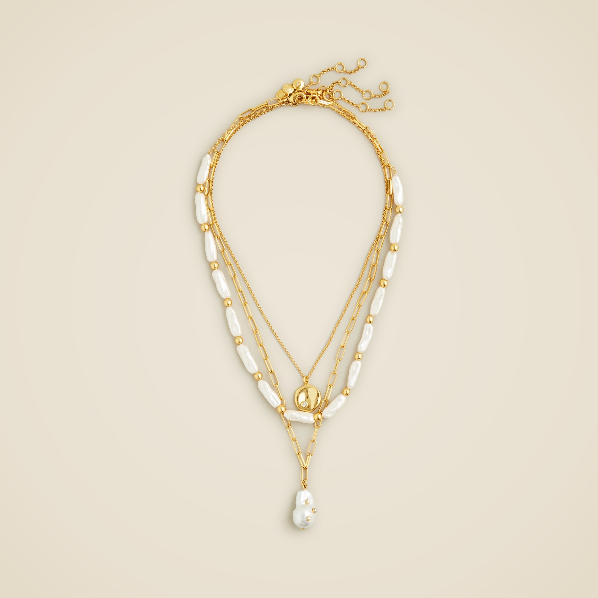 womens Layered pearl pendant necklace