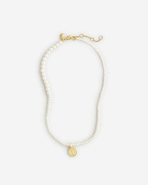 womens Pearl anchor-charm necklace