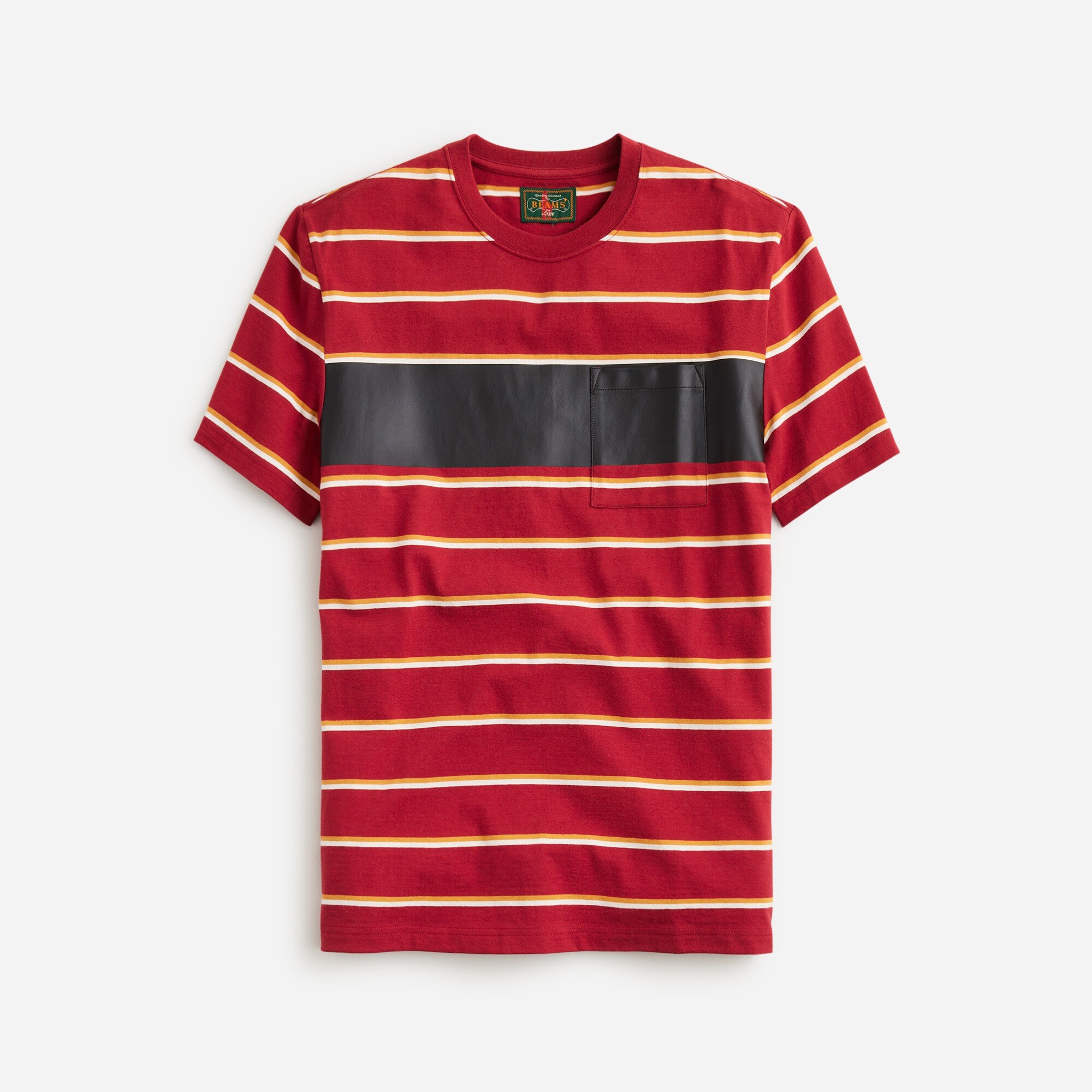 mens BEAMS PLUS X J.Crew striped T-shirt with applied detail