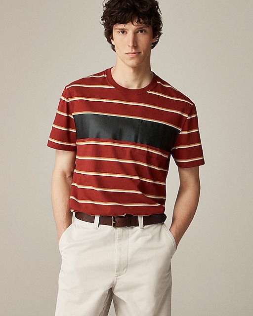 mens BEAMS PLUS X J.Crew striped T-shirt with applied detail