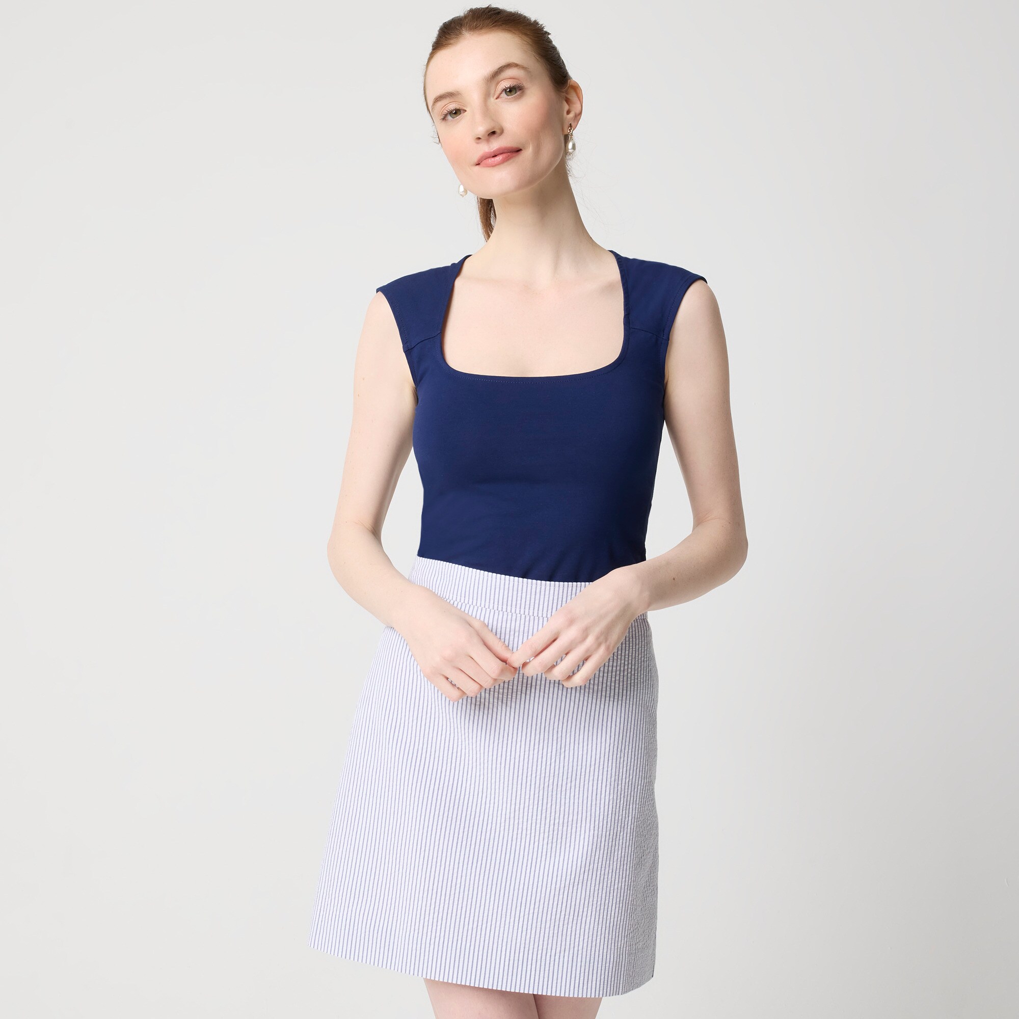  Seersucker A-line skirt