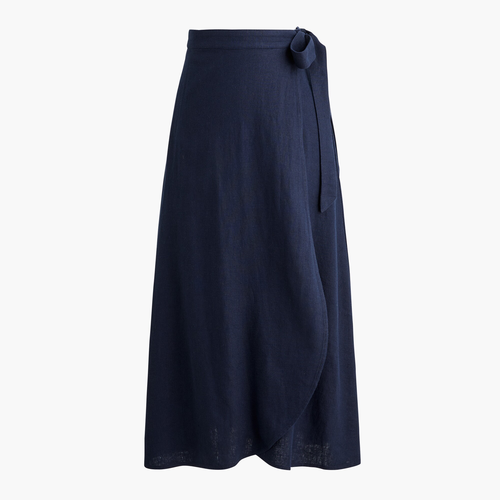  Linen-blend faux-wrap skirt