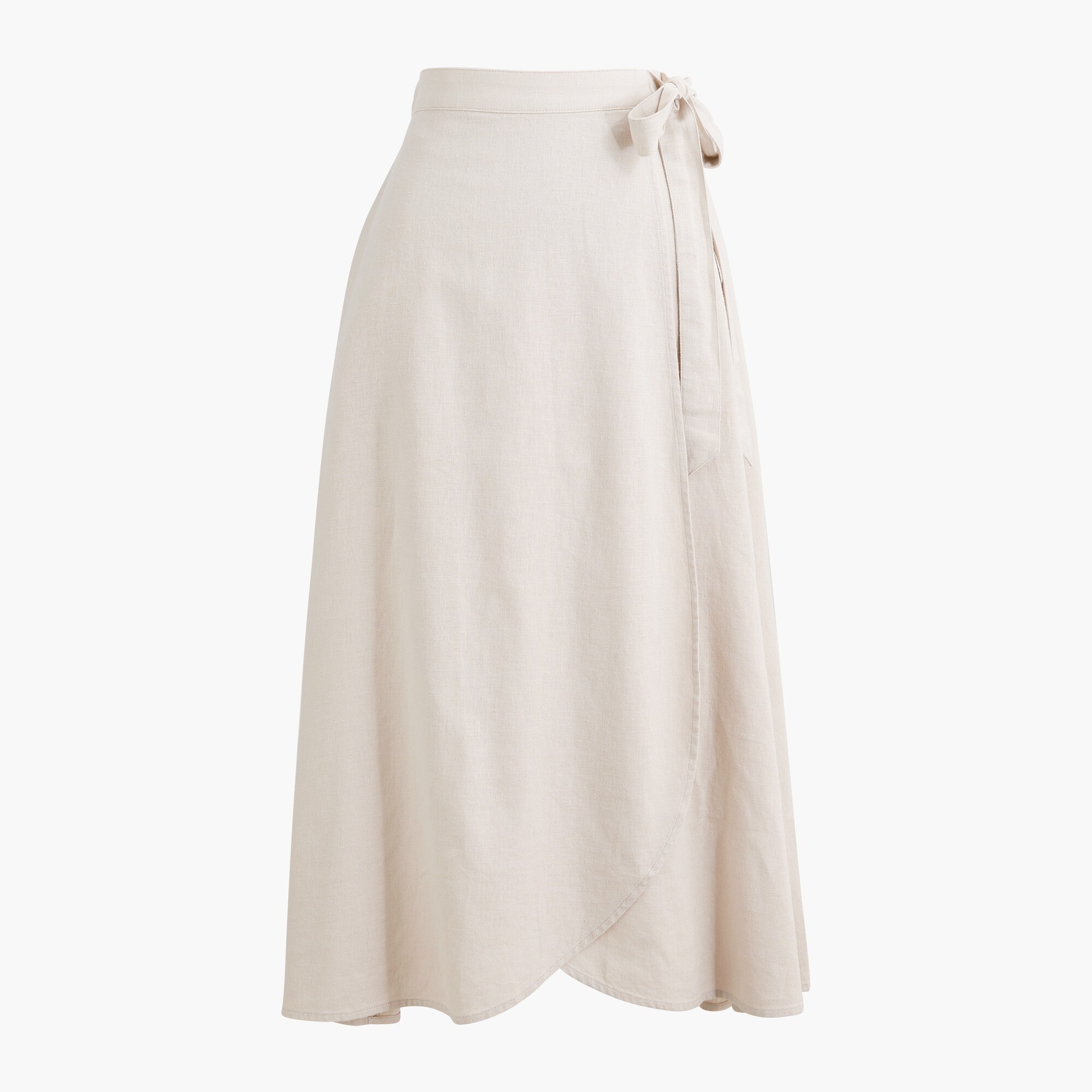 Linen-blend faux-wrap skirt