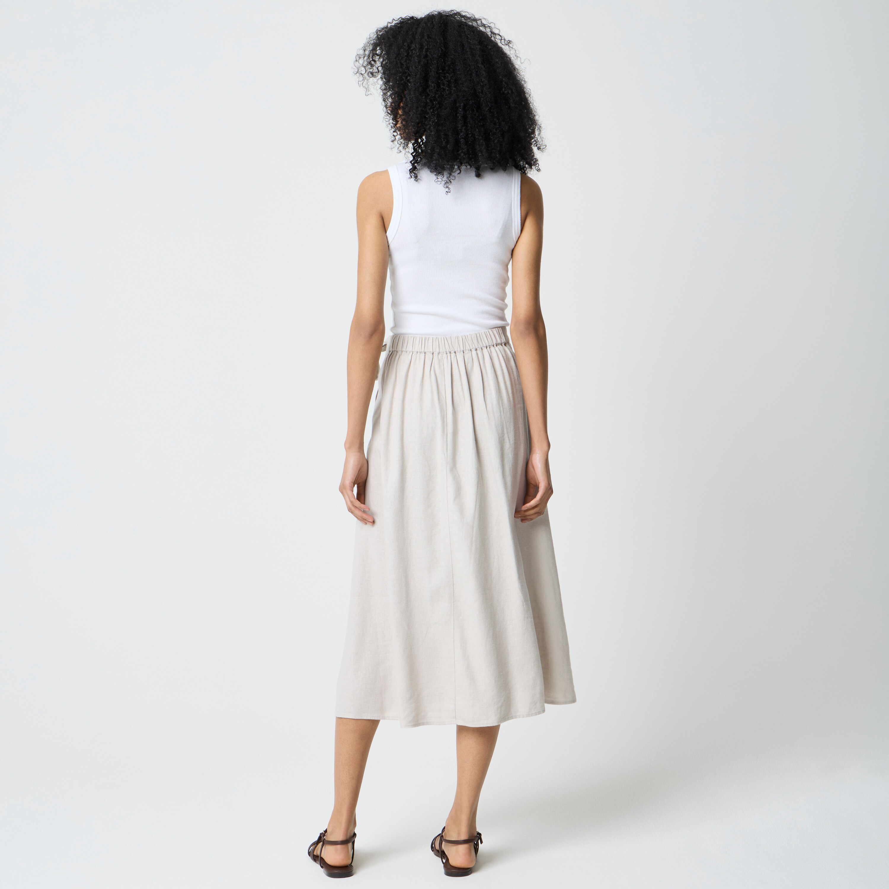 Linen-blend Faux-wrap Skirt For Women | Factory