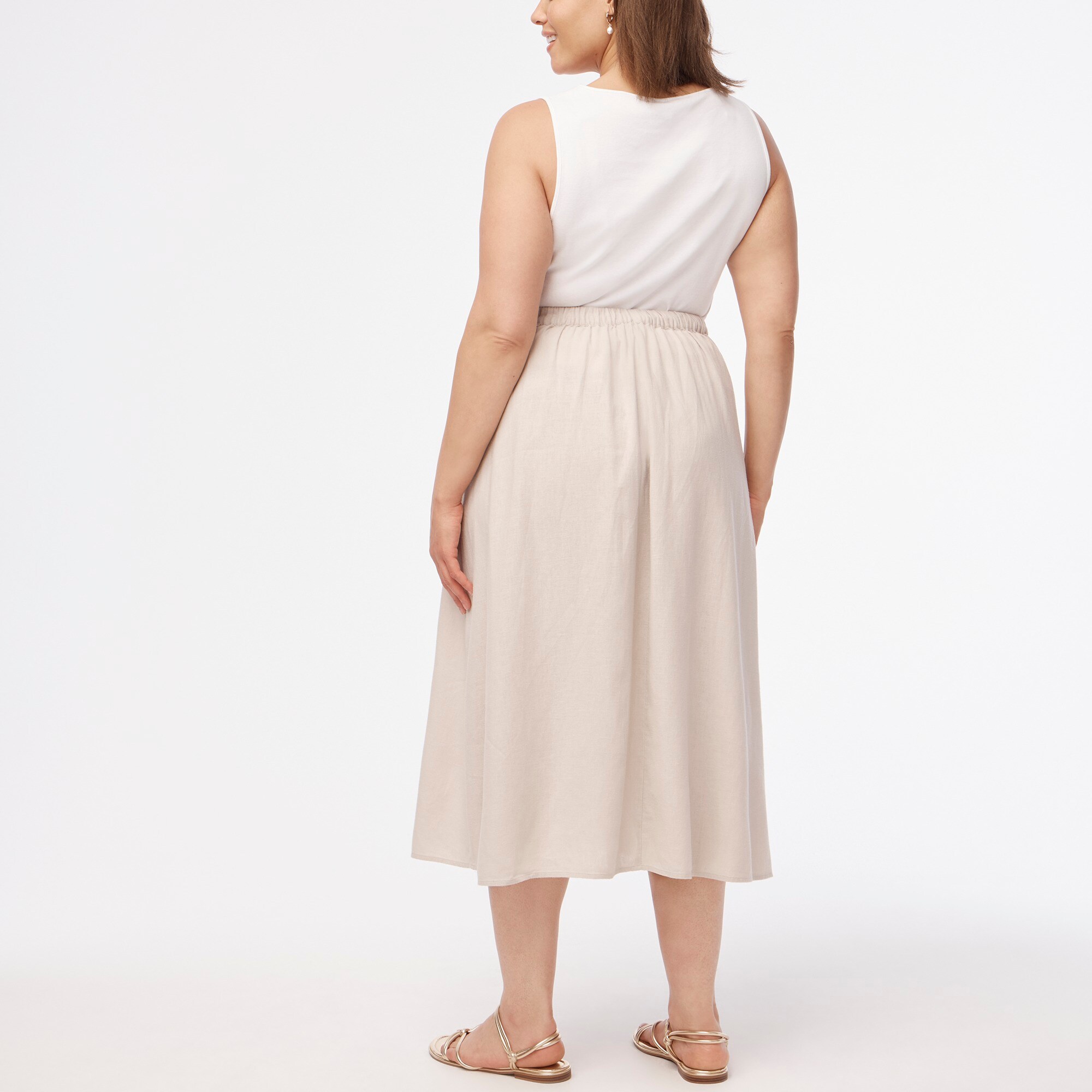 Women's Linen-Blend Faux-Wrap Skirt (Silver Sand, Size X-Large) J.Crew Factory