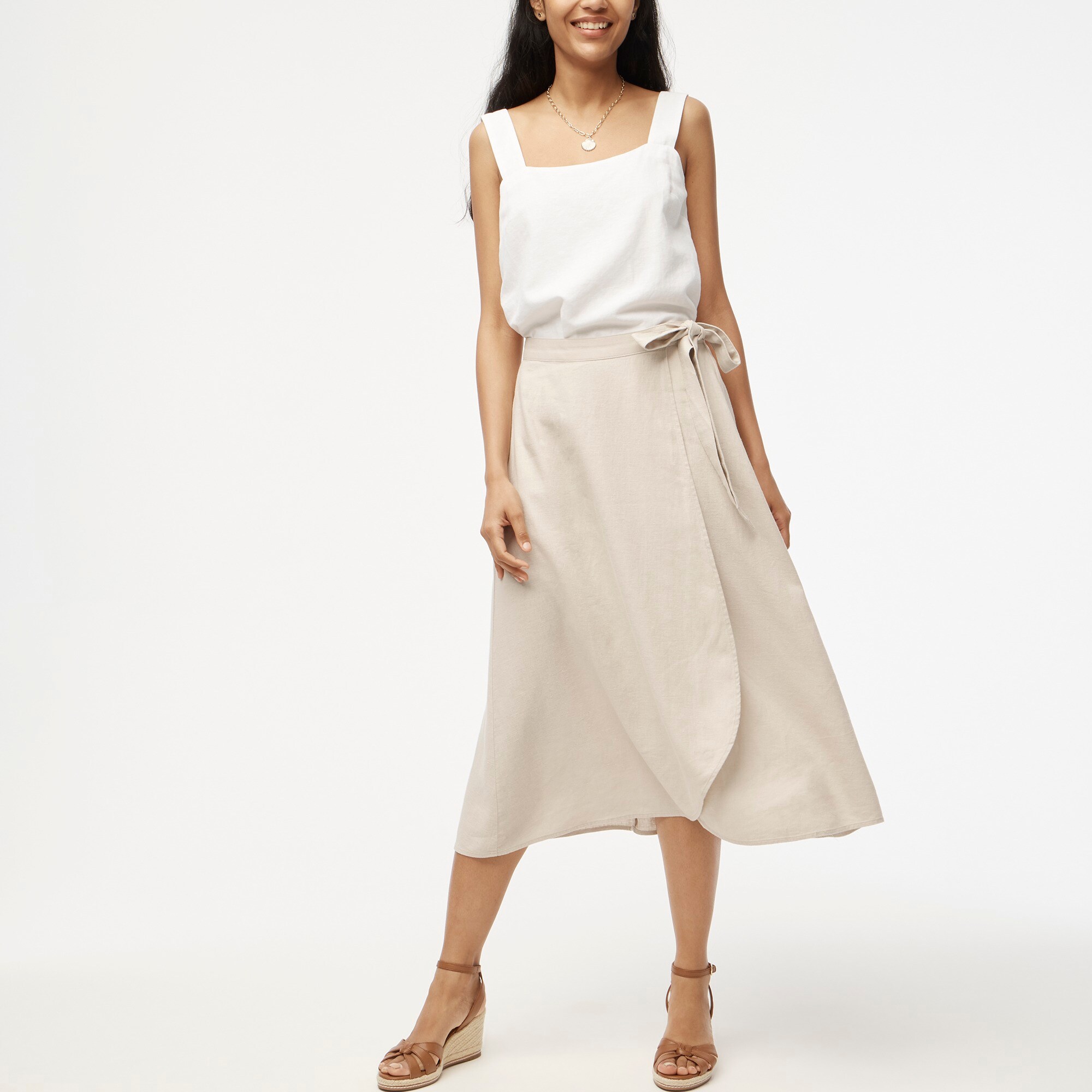 womens Pull-on faux-wrap skirt