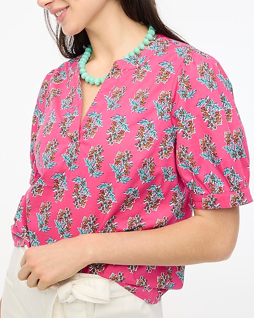 womens Printed short-sleeve poplin top