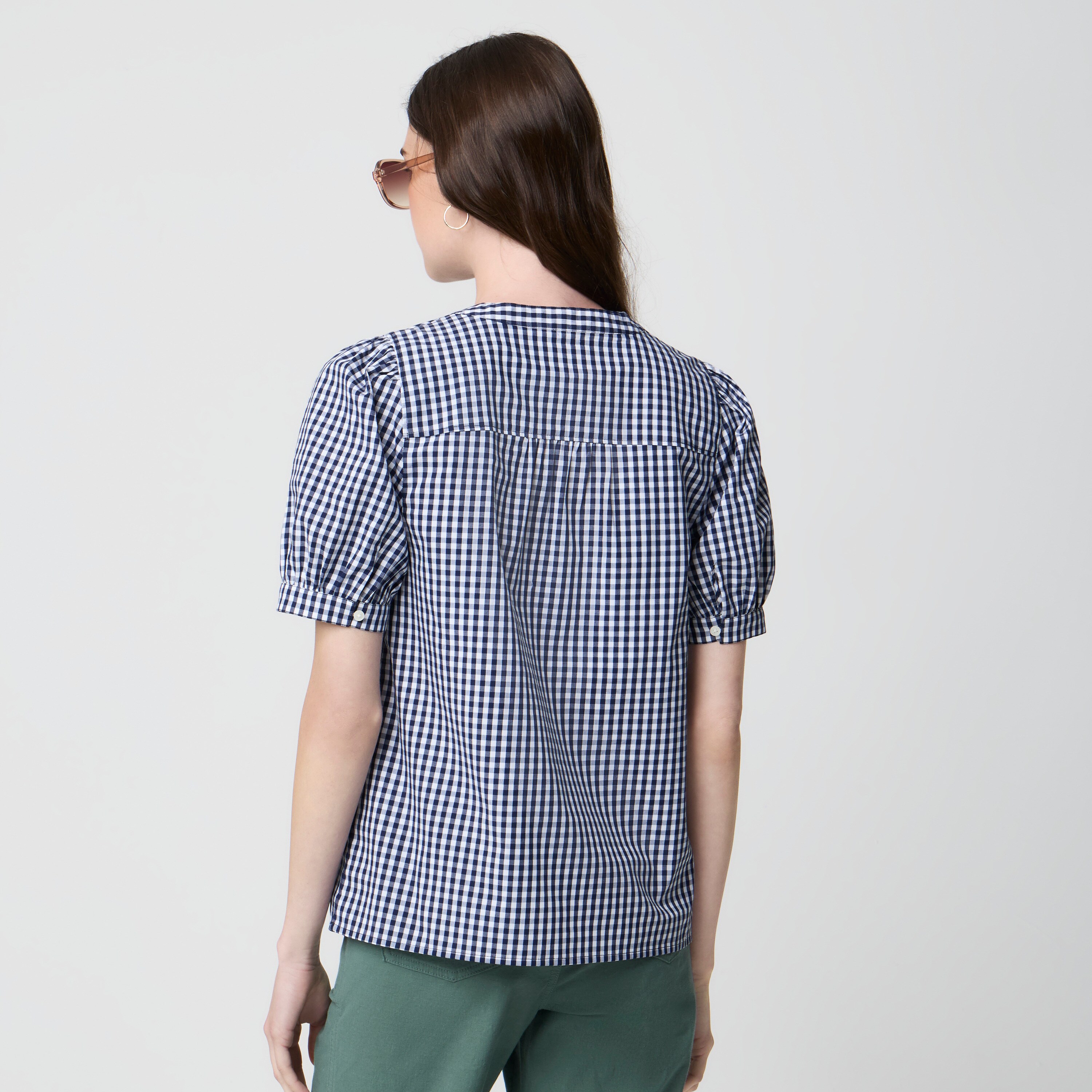 Printed short-sleeve poplin top