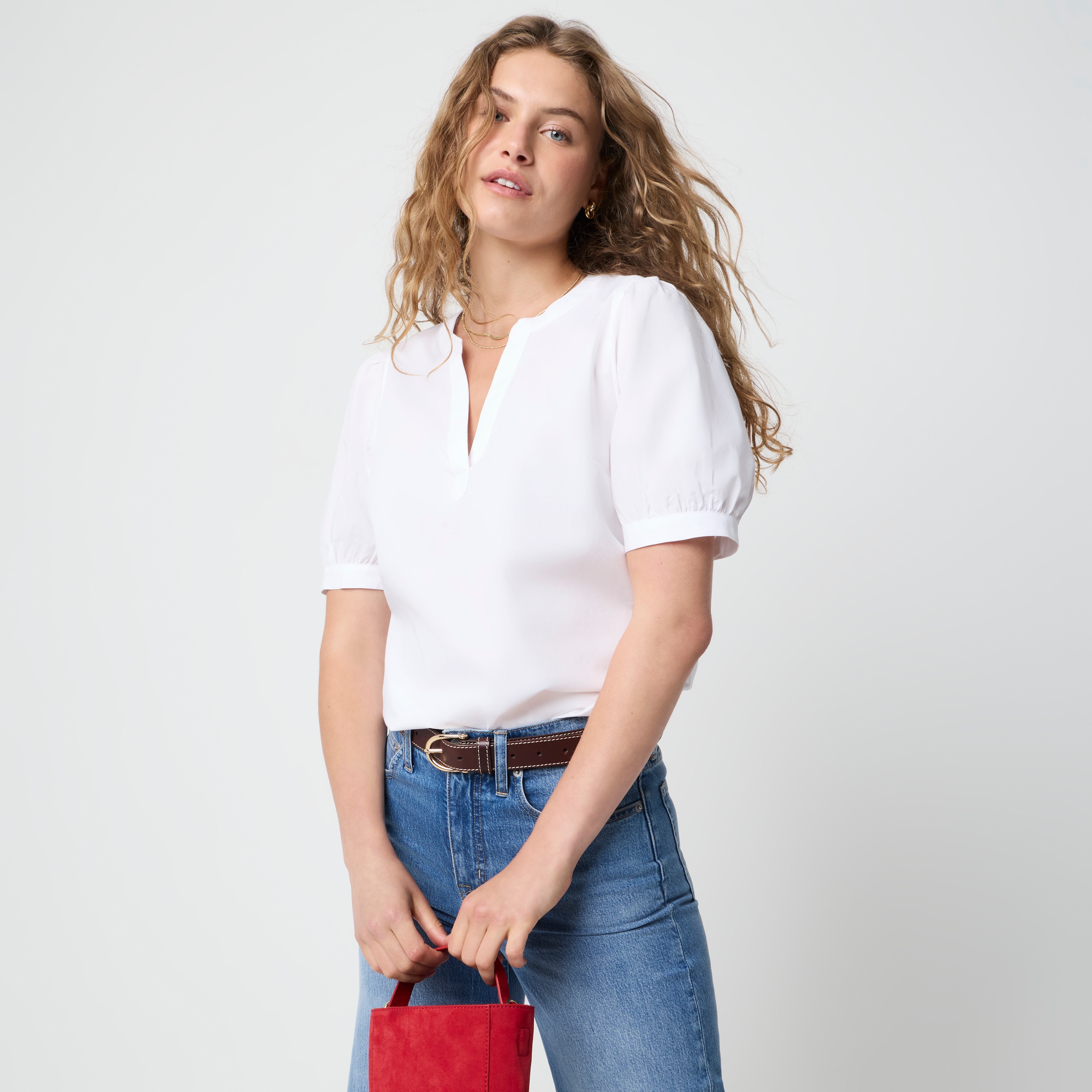 Short-sleeve poplin top