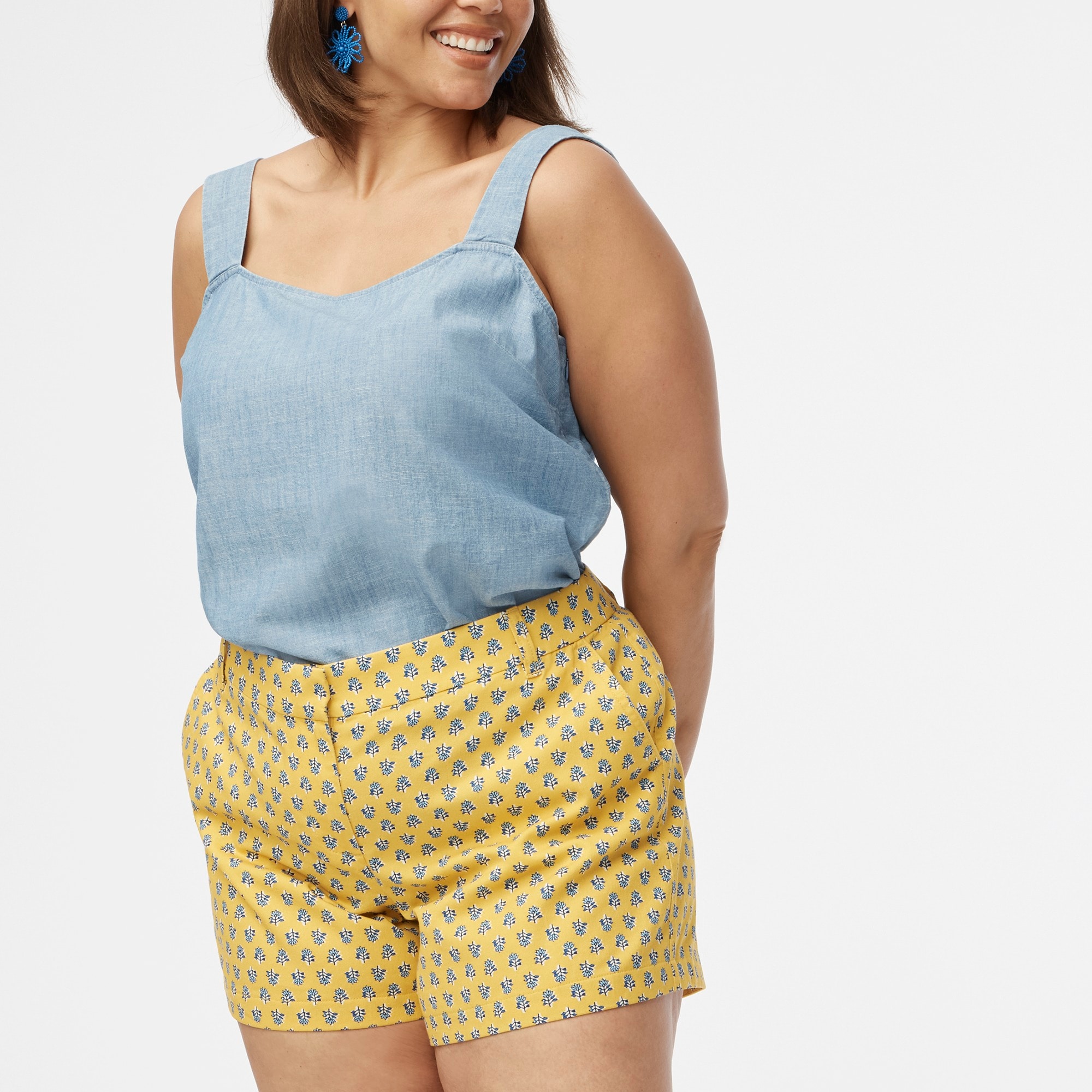 Chambray squareneck tank top