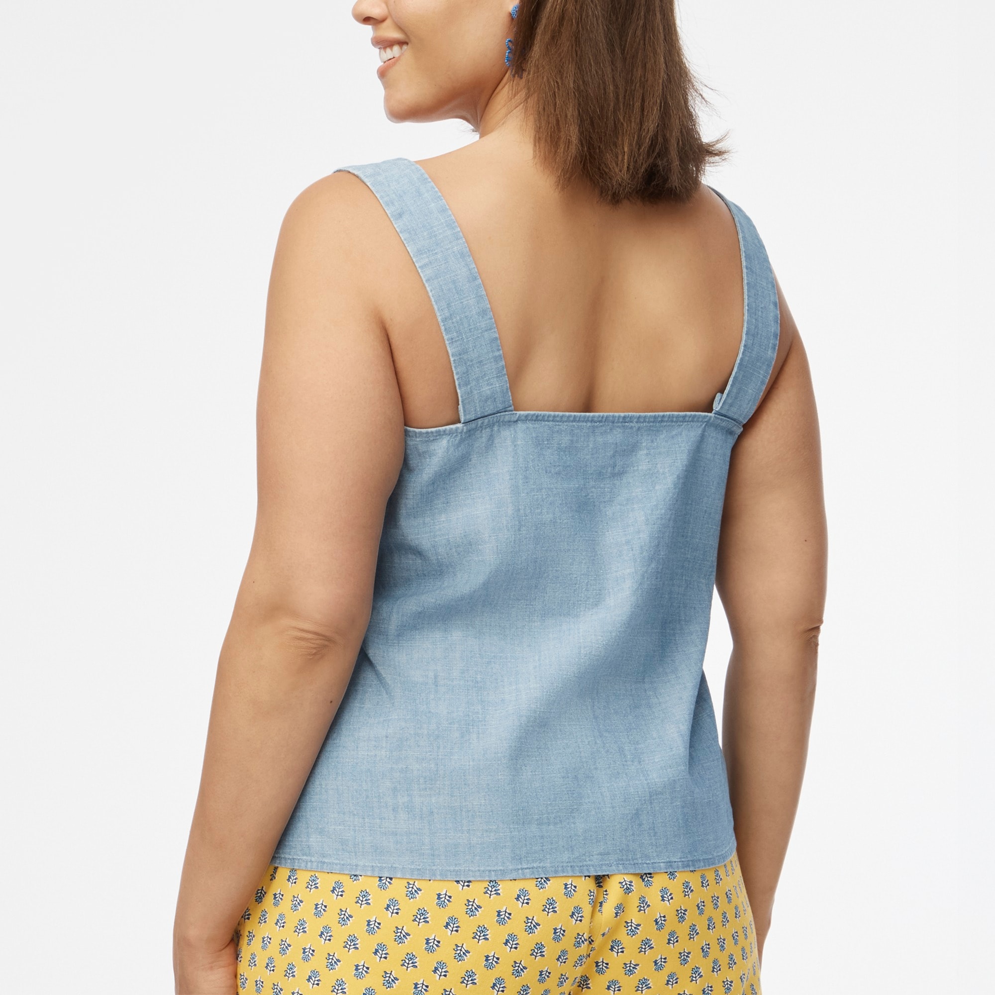 Chambray squareneck tank top