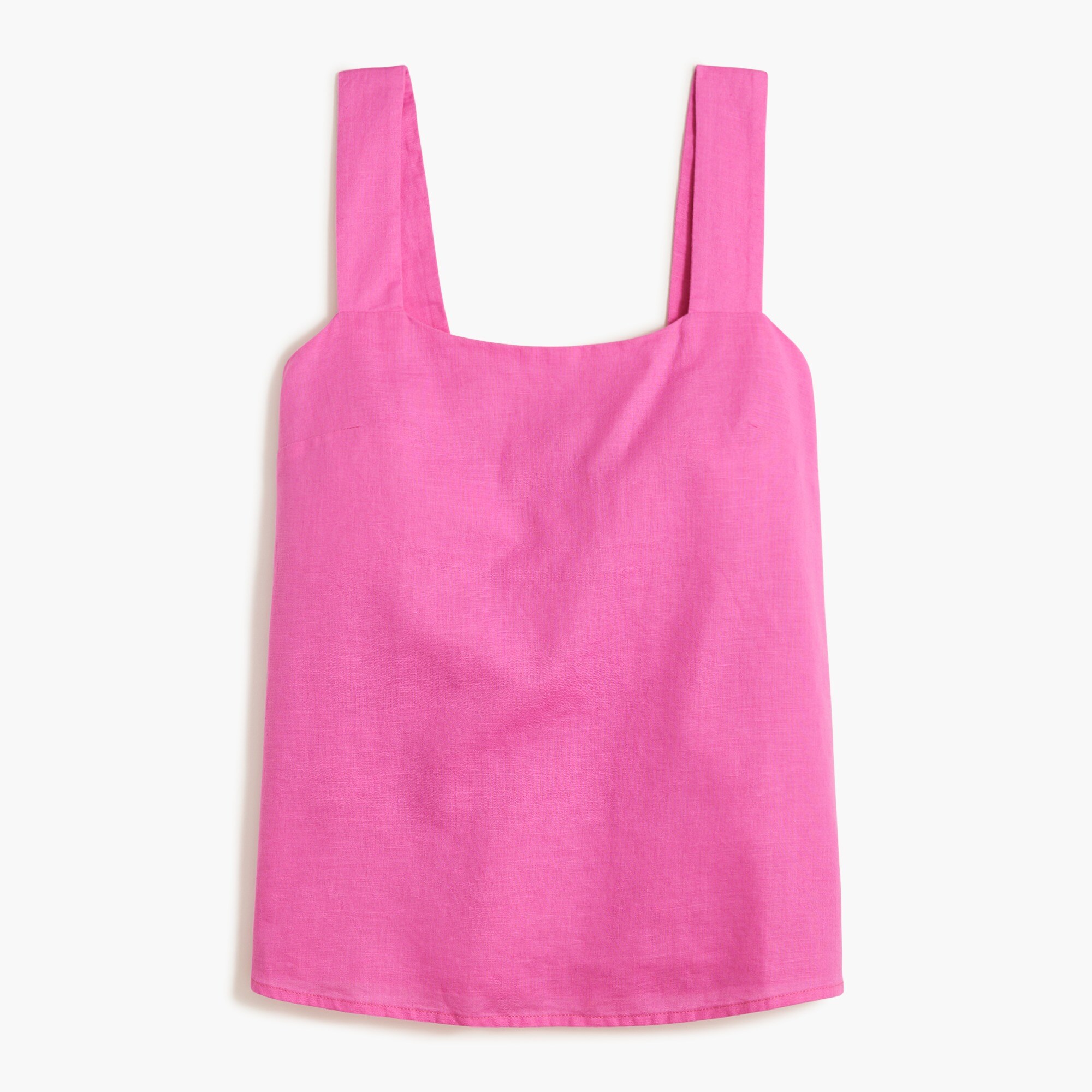 Linen-blend squareneck tank top