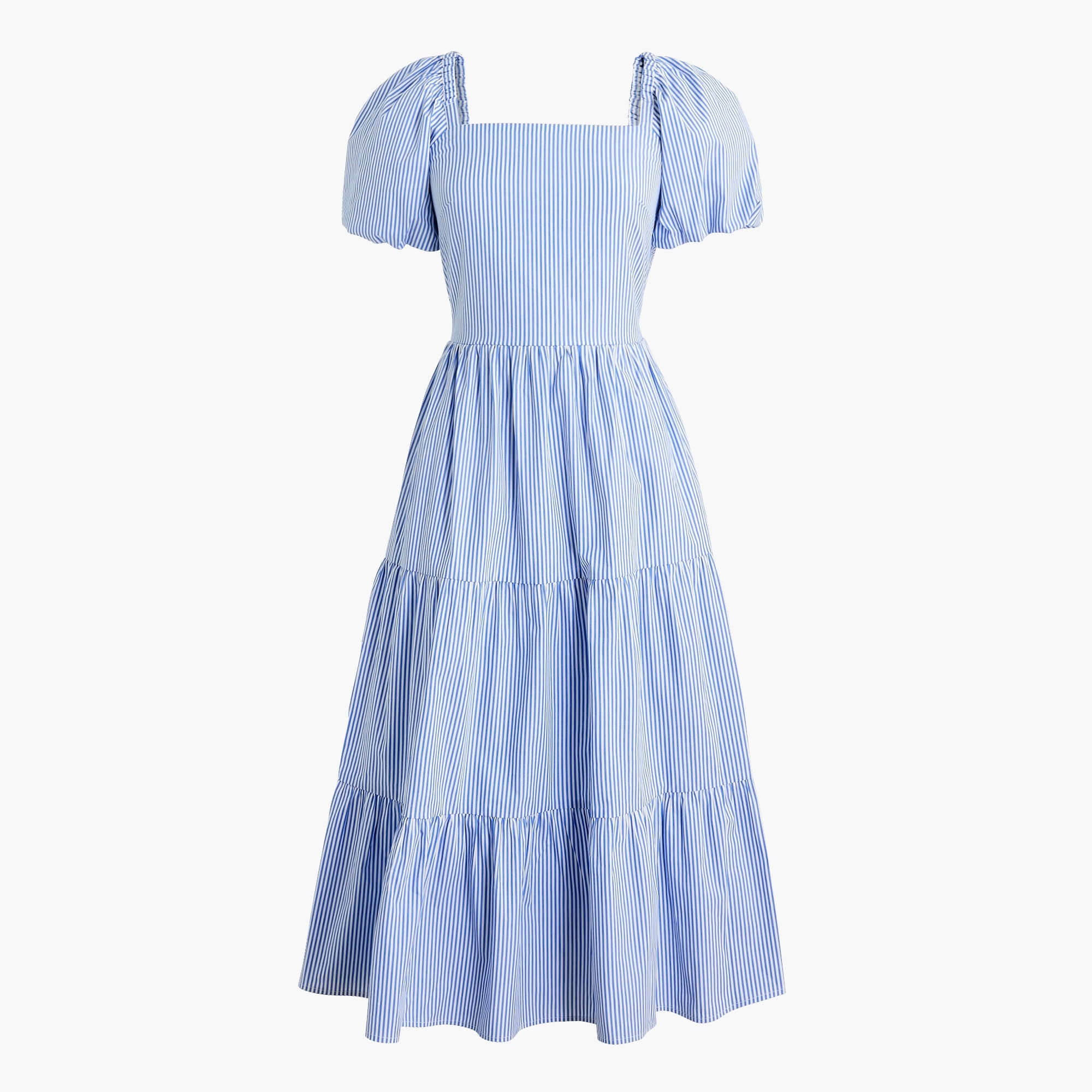 Tiered midi dress with puff sleeves