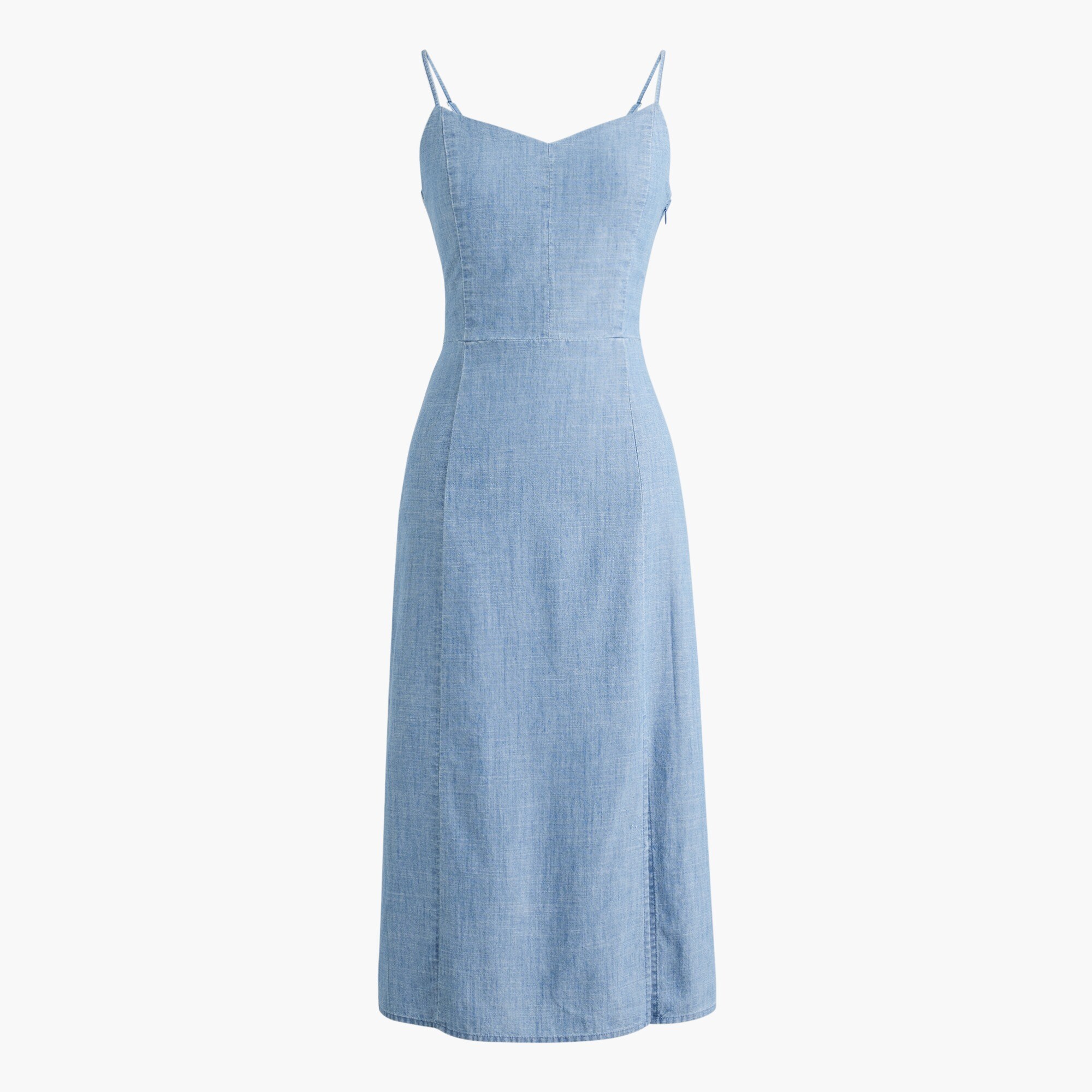 chambray slip midi dress for women