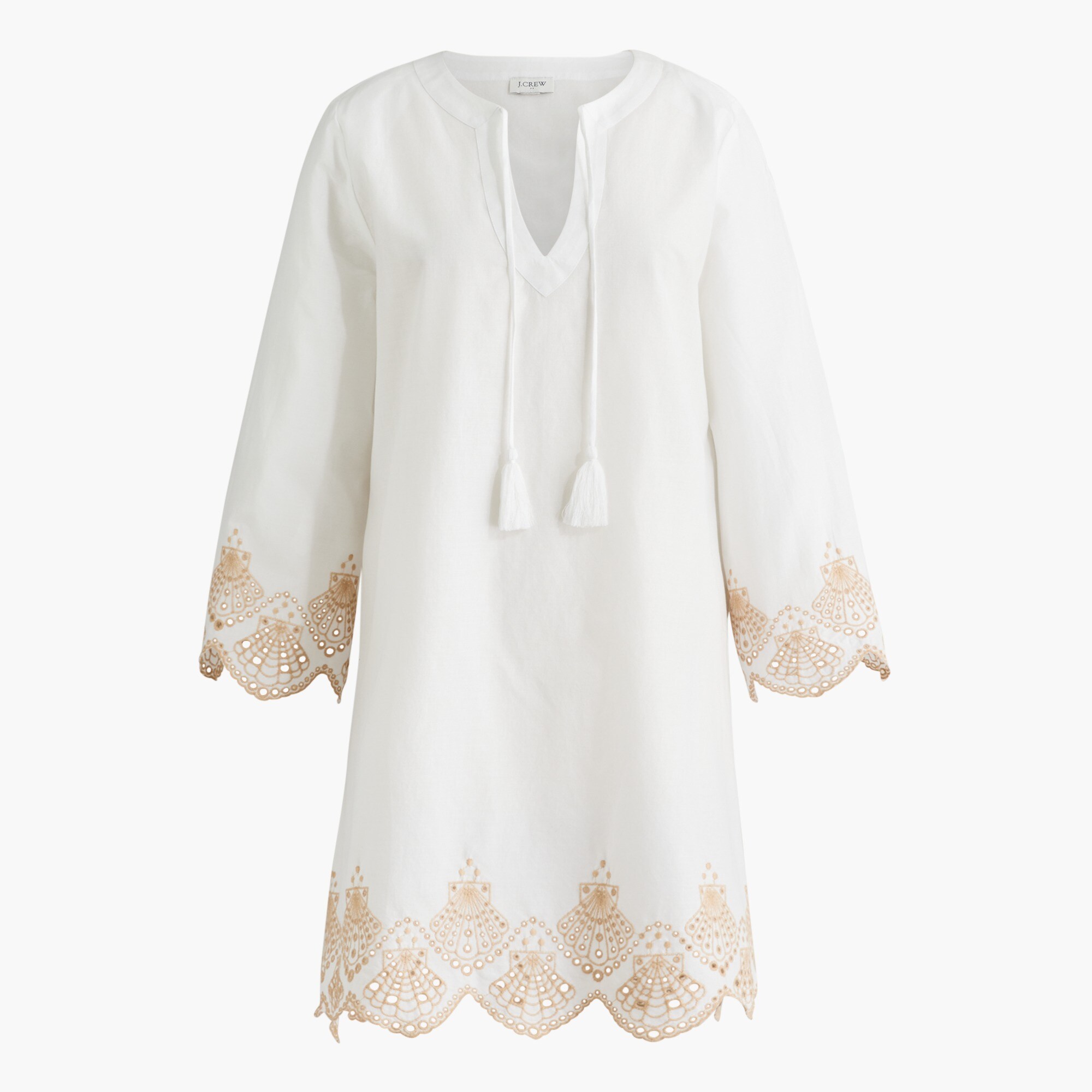 Beach tunic with seashell eyelet trim