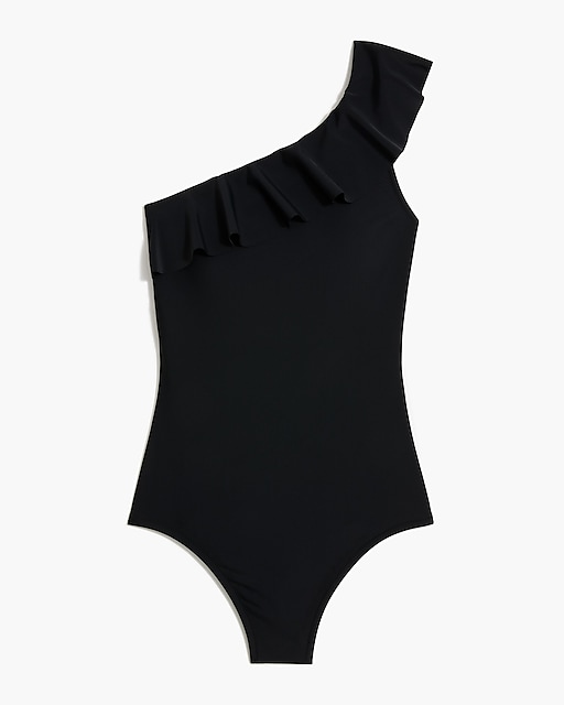 womens Ruffle one-shoulder one-piece swimsuit
