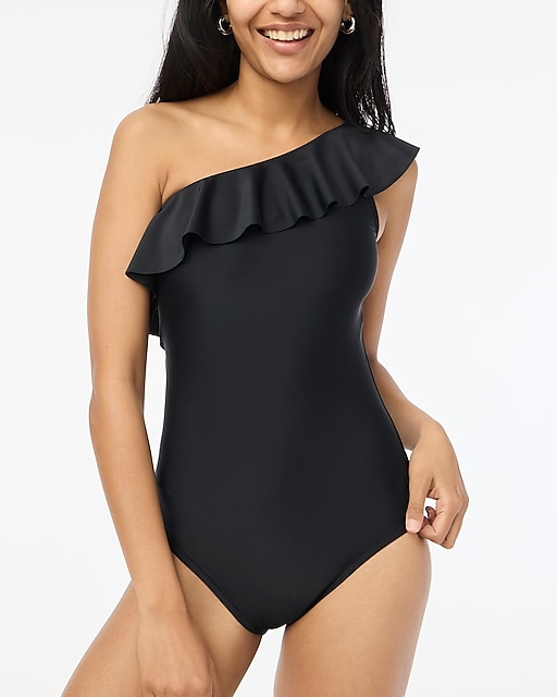  Ruffle one-shoulder one-piece swimsuit