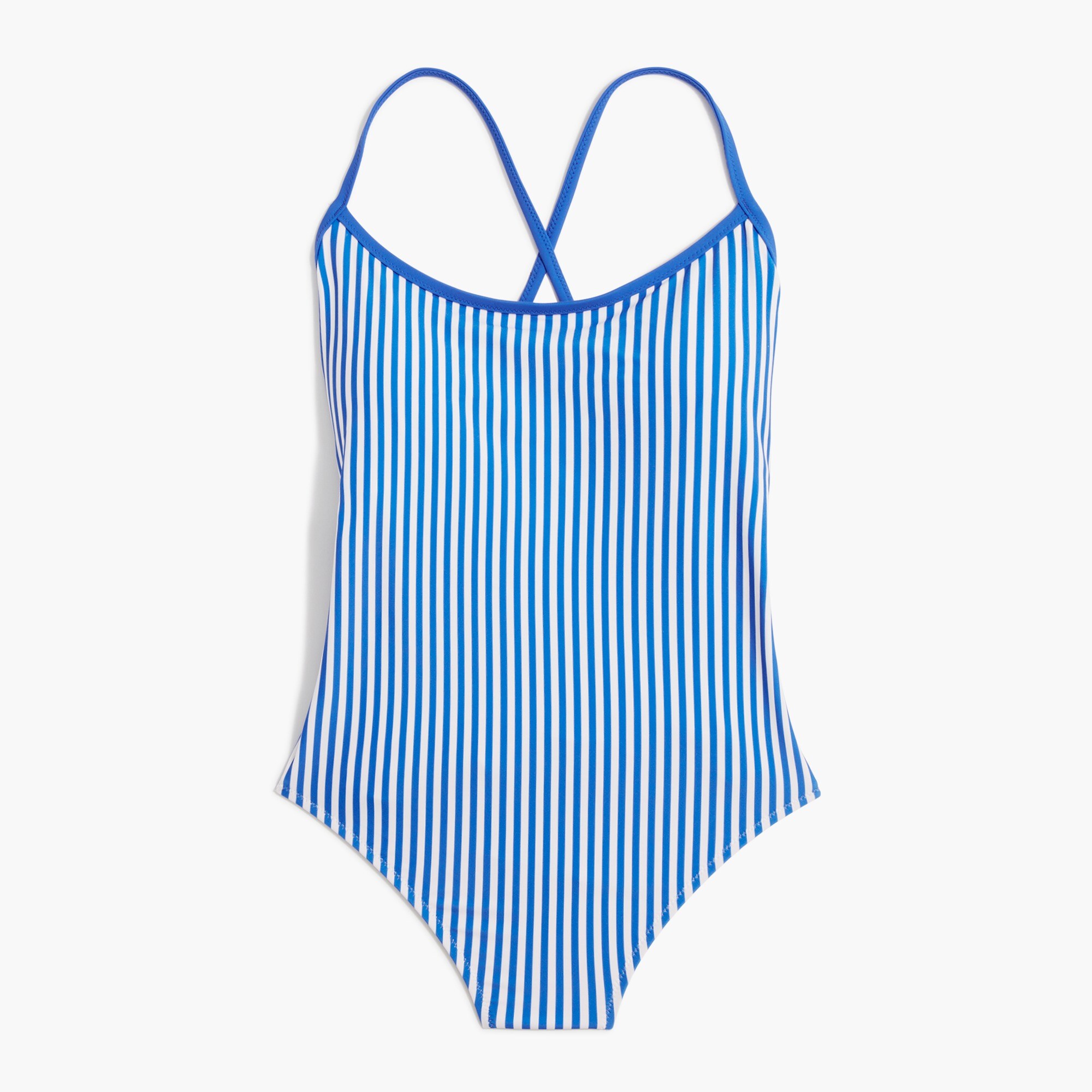striped one-piece swimsuit with crisscross back for women