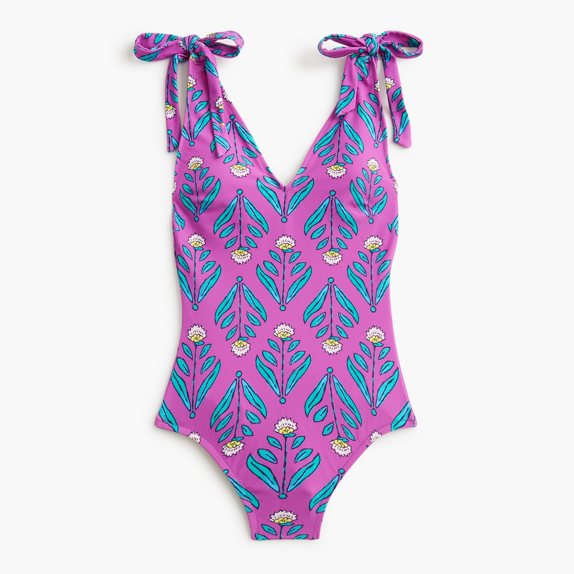 printed tie-shoulder one-piece swimsuit for women