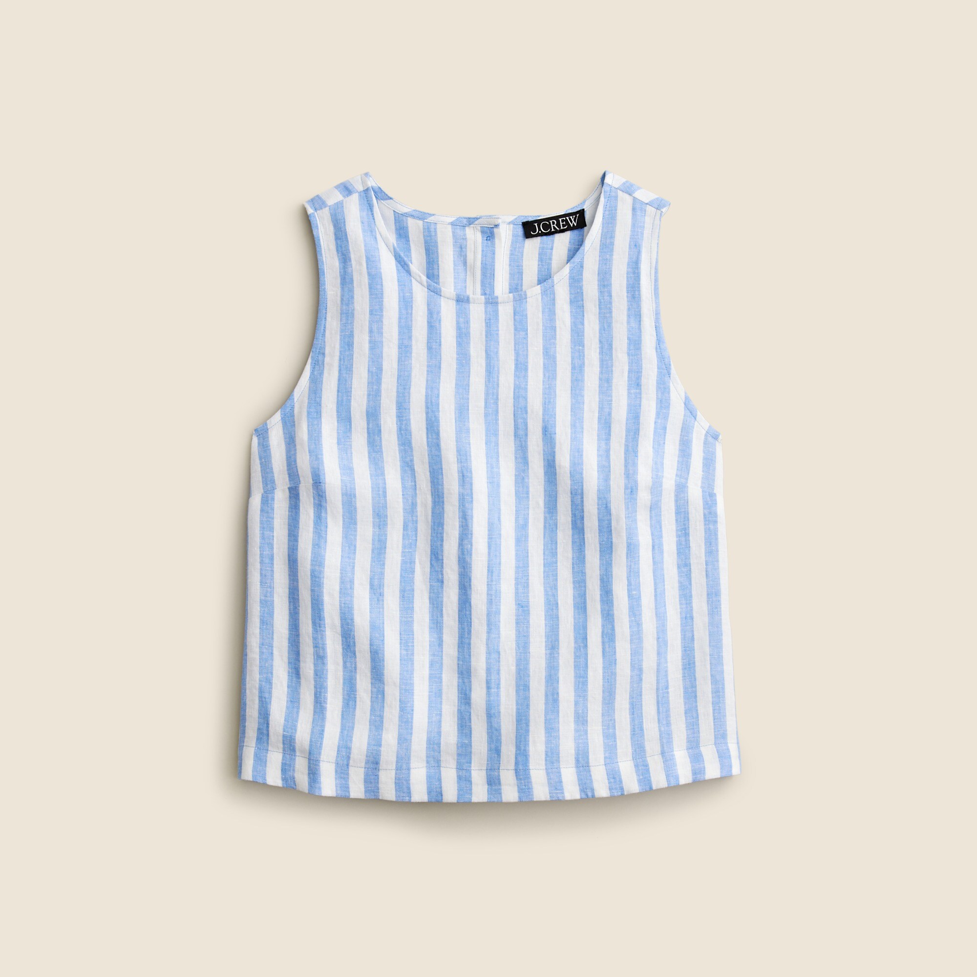 Maxine button-back top in striped linen