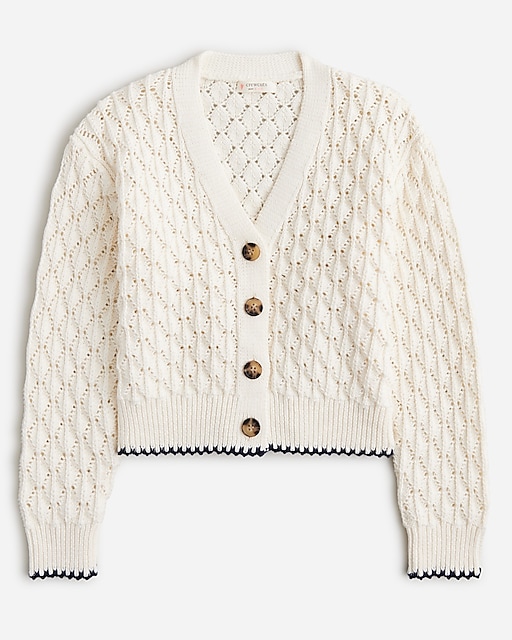 girls Girls' hand-crocheted cardigan sweater in cotton