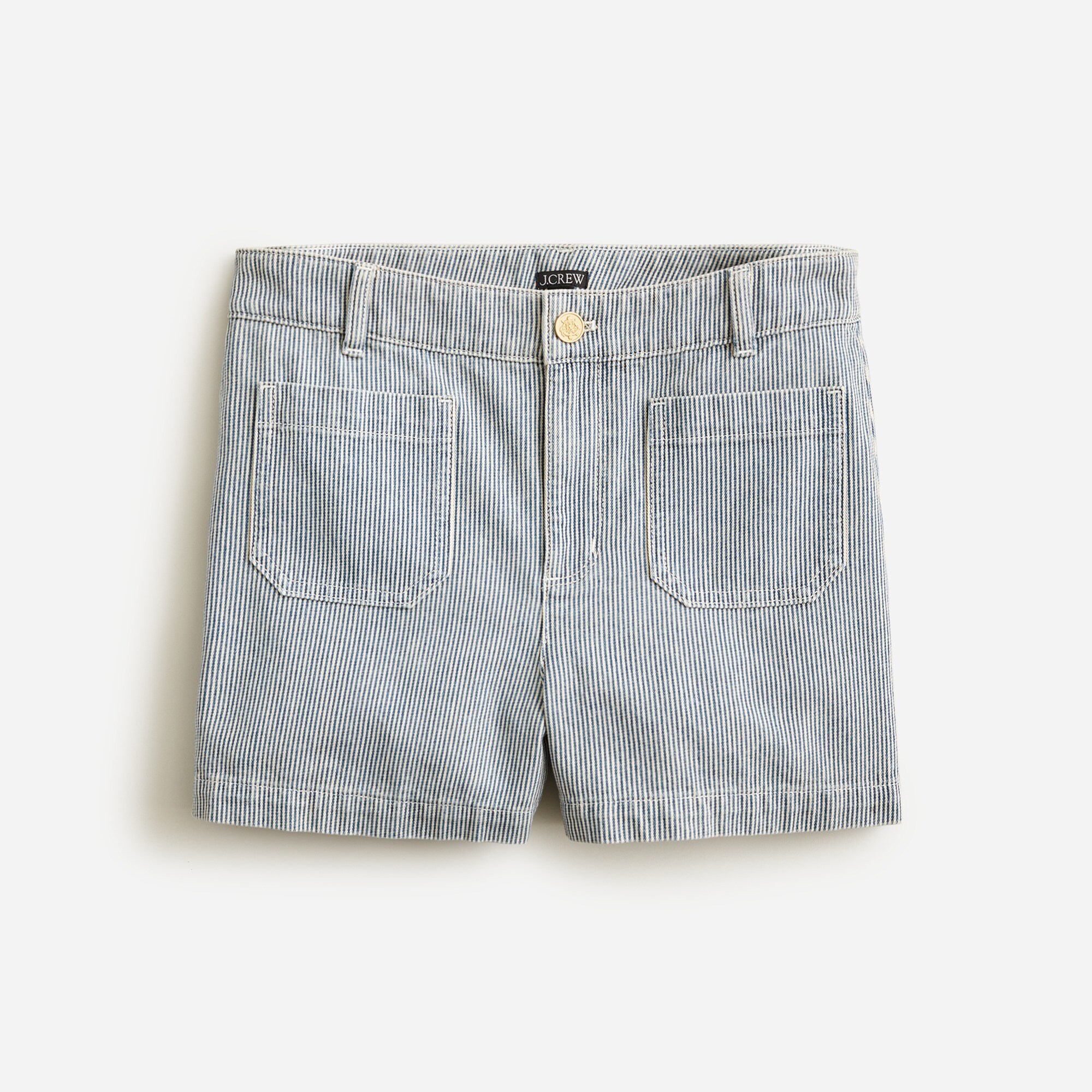 Patch-pocket denim short in stripe