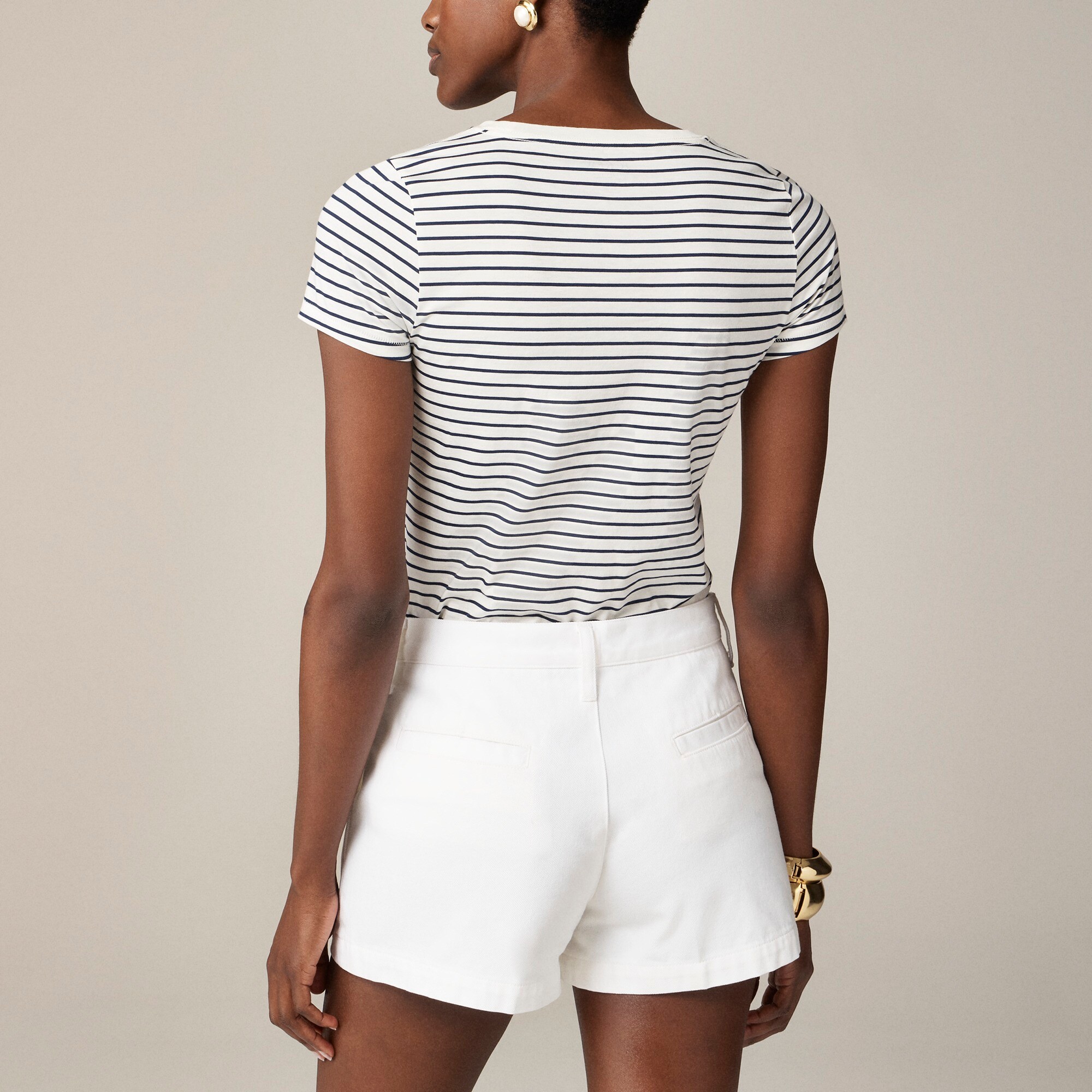 A-line denim short in white