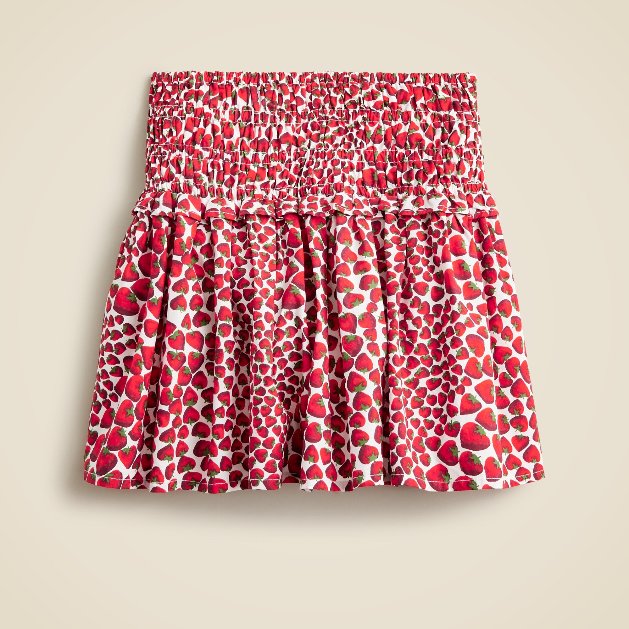 Girls' printed smocked skirt in cotton poplin
