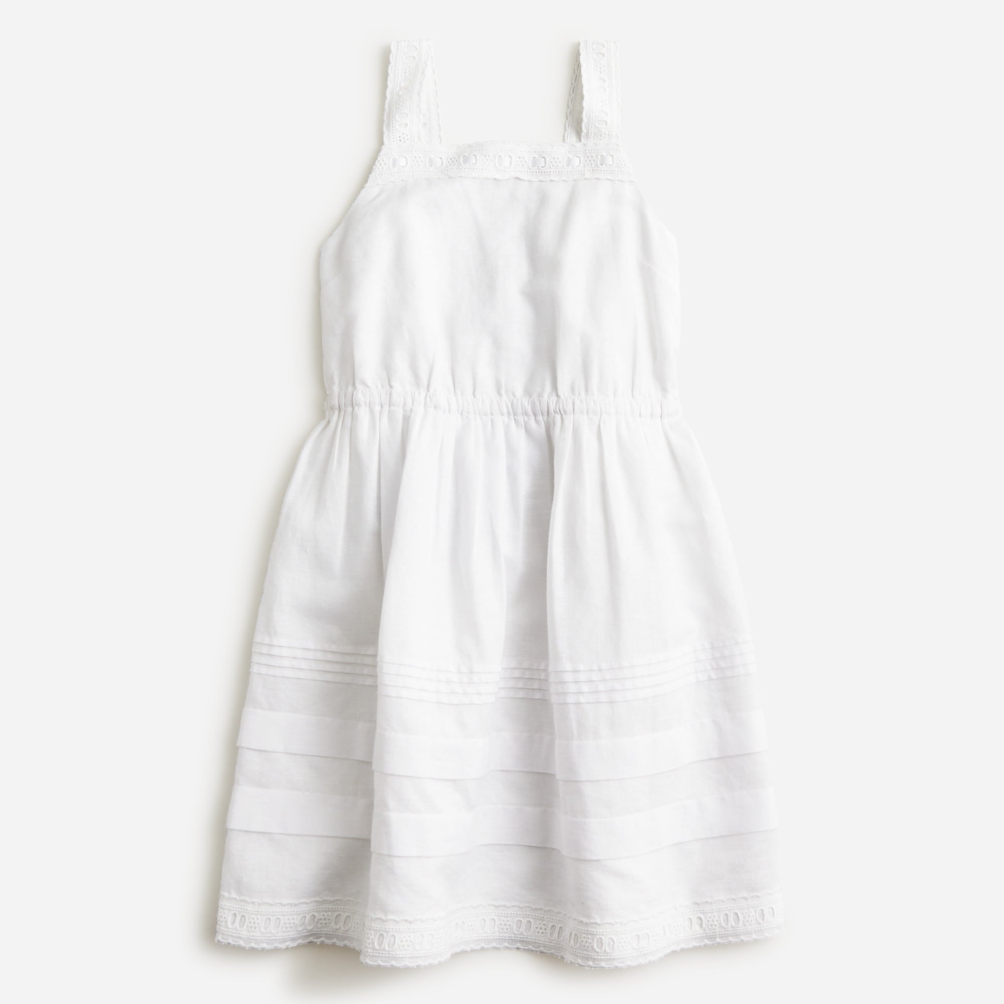 girls Girls' eyelet apron dress in linen-cotton blend