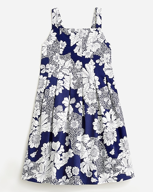  Girls' pleated apron dress in indigo floral