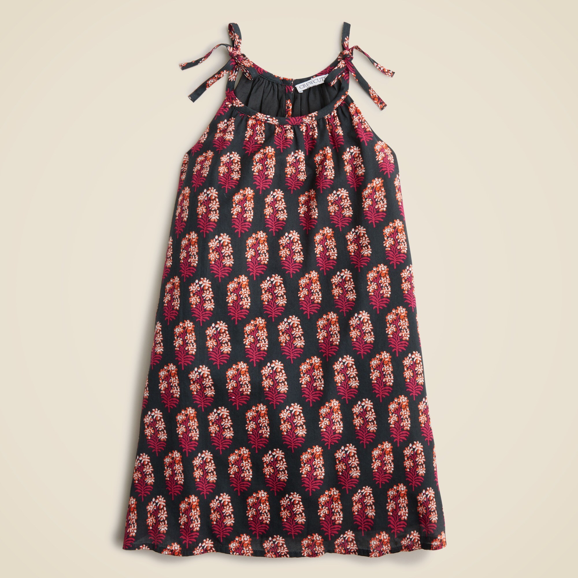 Girls Tie shoulder Dress In Cocoa Block Print For Girls J.Crew