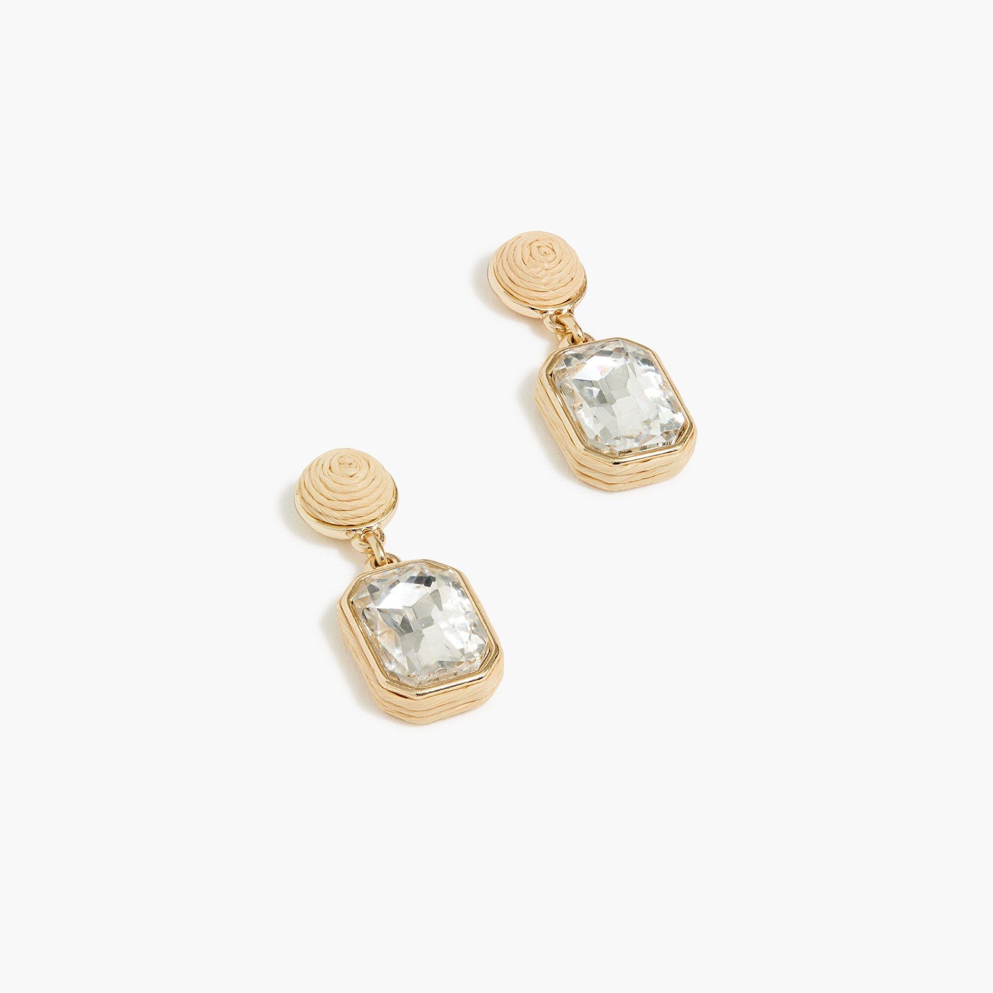  Crystal and woven straw statement earrings
