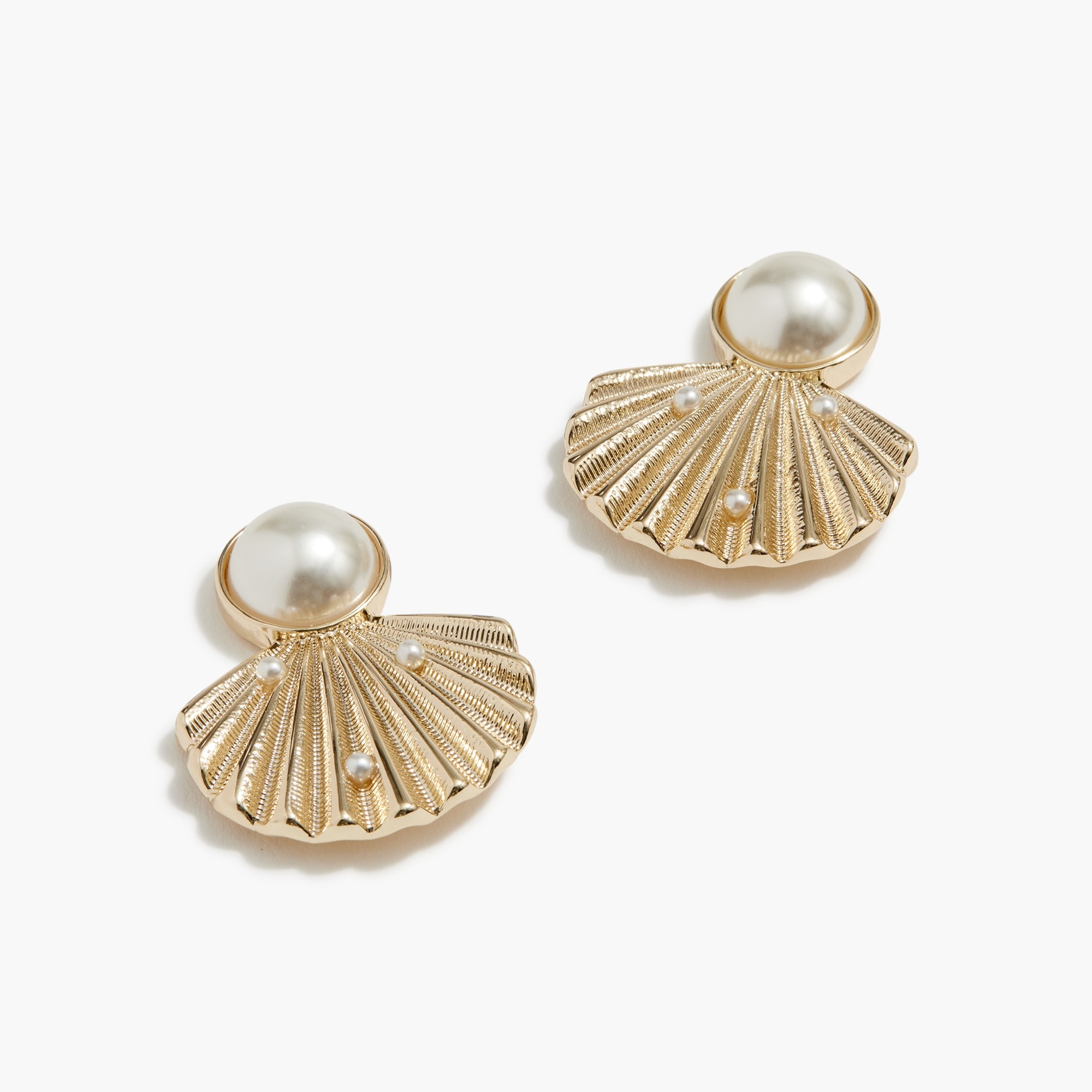 Pearl seashell statement earrings