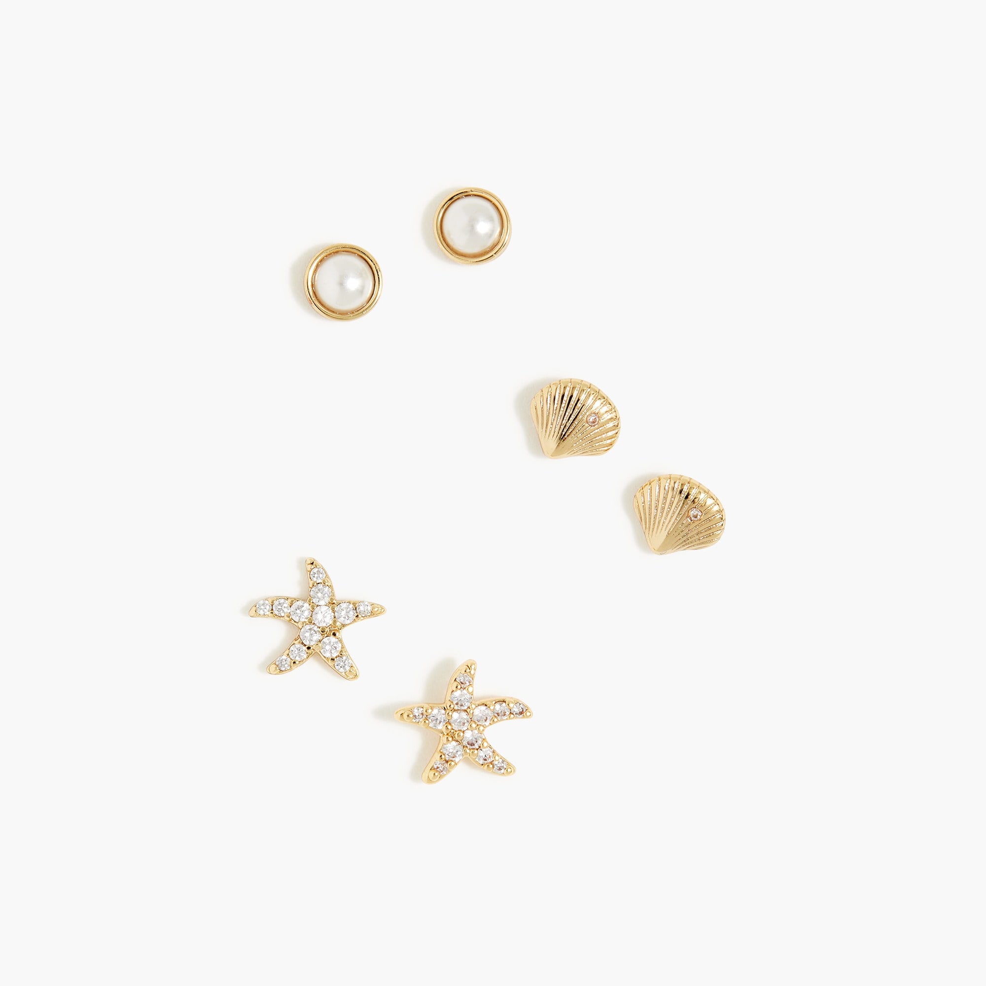 Sea creatures stud earrings pack