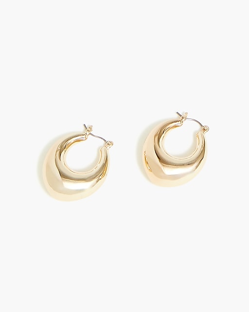 womens Oval puff hoop earrings