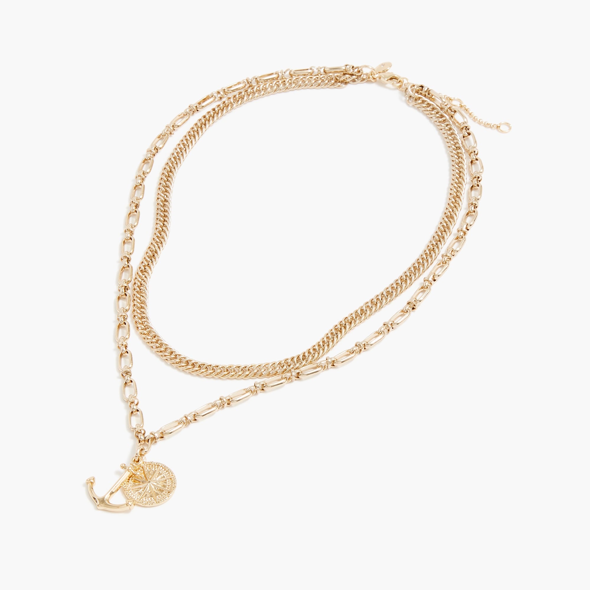 Anchor charm layering necklace