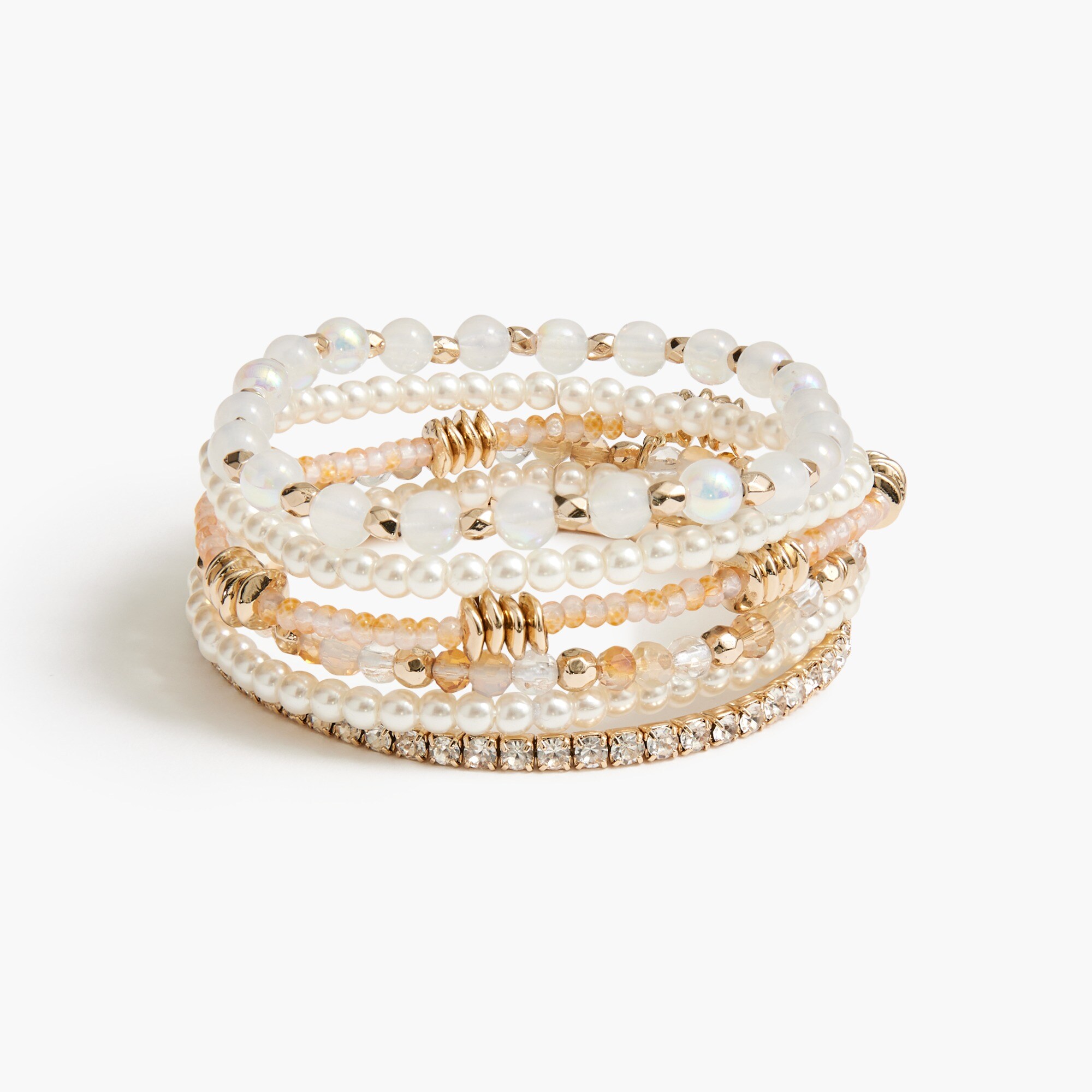 Mixed beads stretch bracelets set-of-six