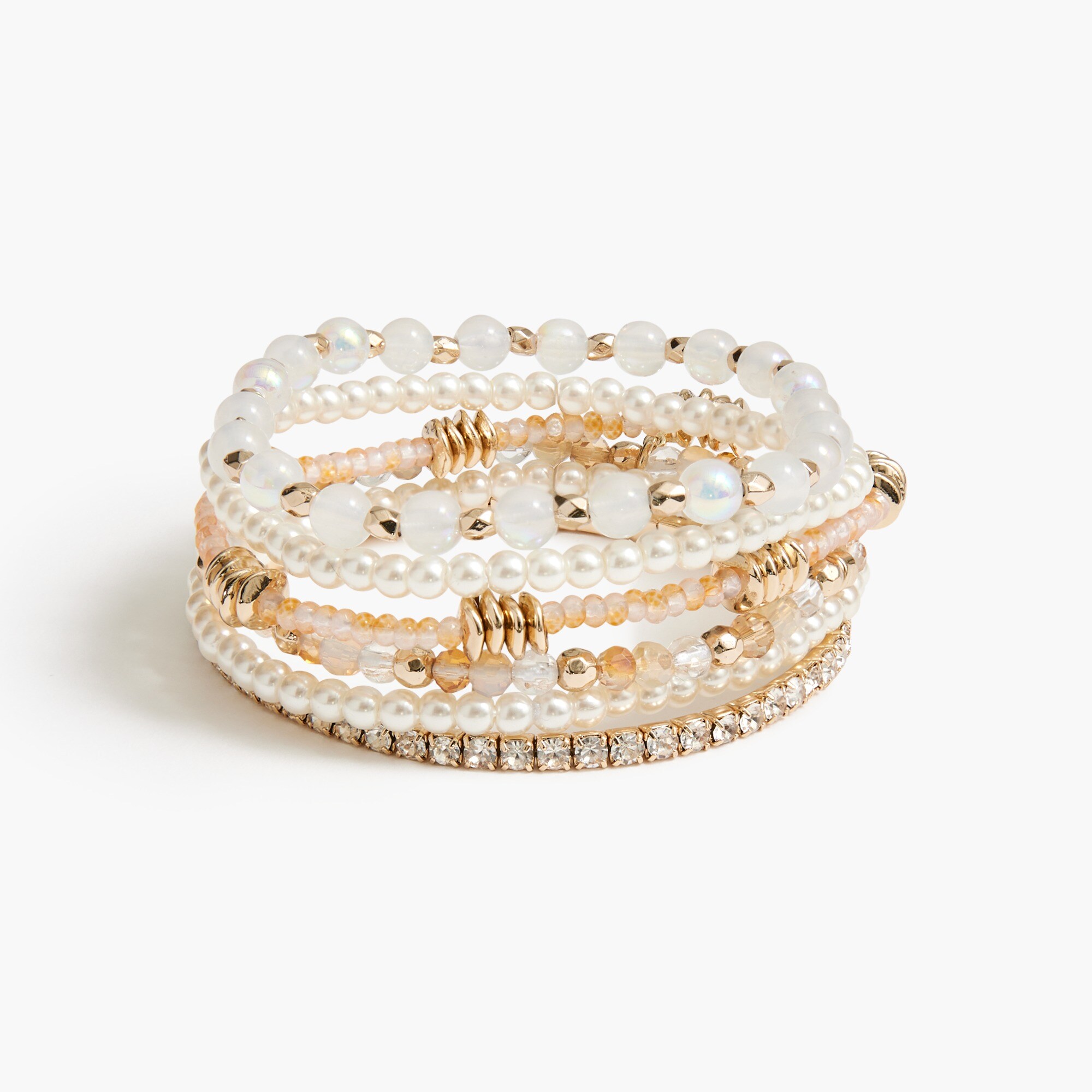  Mixed beads stretch bracelets set-of-six