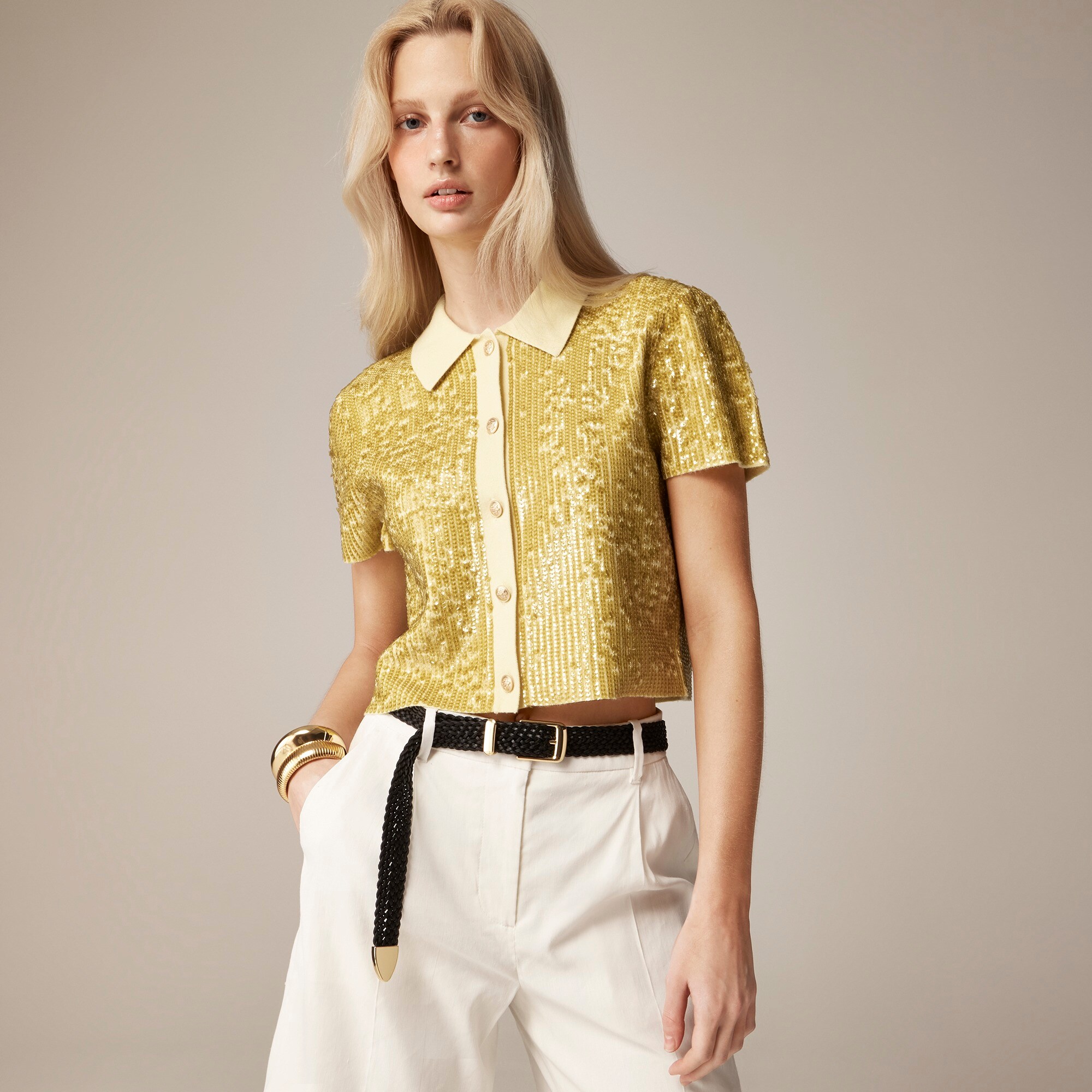 J.NNA Sequin Short Sleeve Crop T-Shirt main image 1
