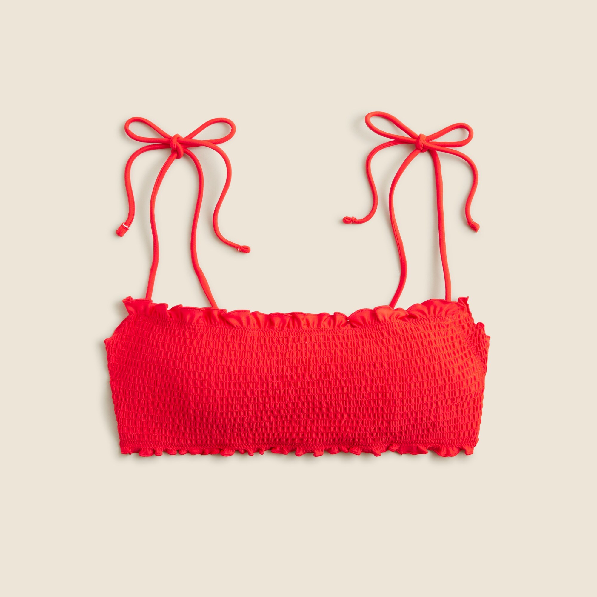 Smocked squareneck bikini top