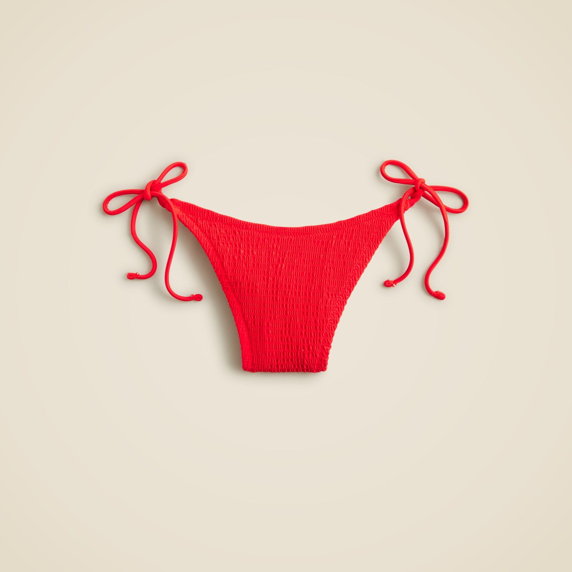 Smocked string bikini bottom