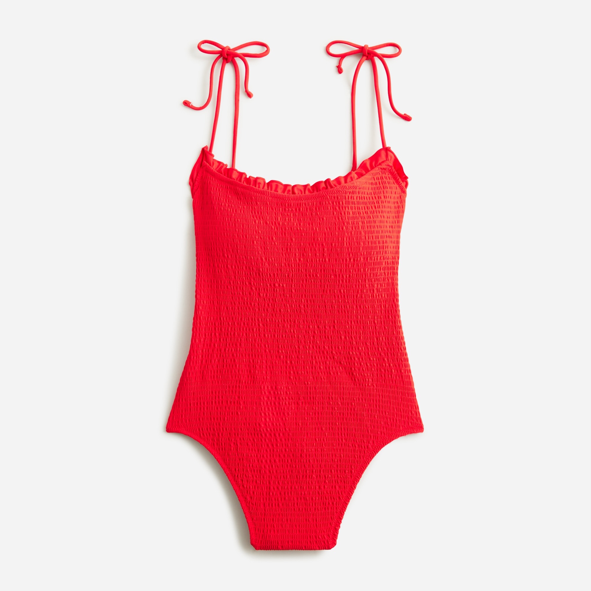 womens Smocked tie-shoulder one-piece swimsuit