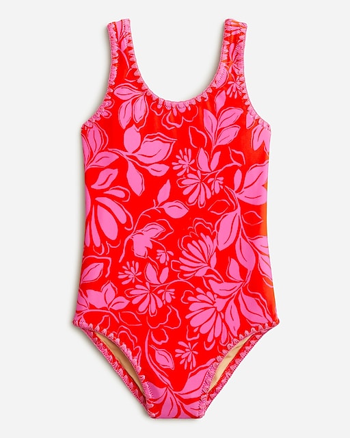 Girls' stitched one-piece swimsuit with UPF 50+