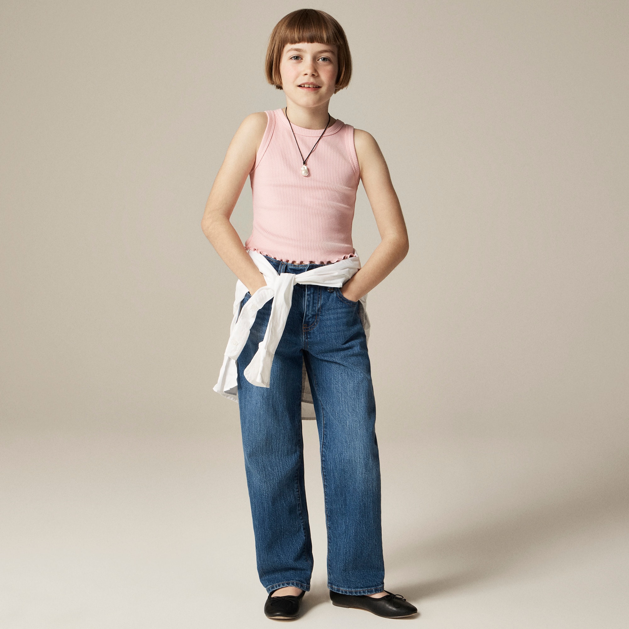  Girls' everyday tank top in vintage rib
