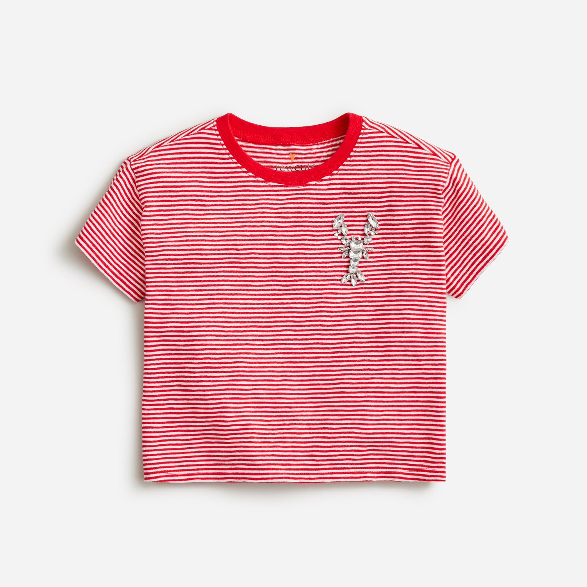  Girls' cropped lobster graphic T-shirt with jewels