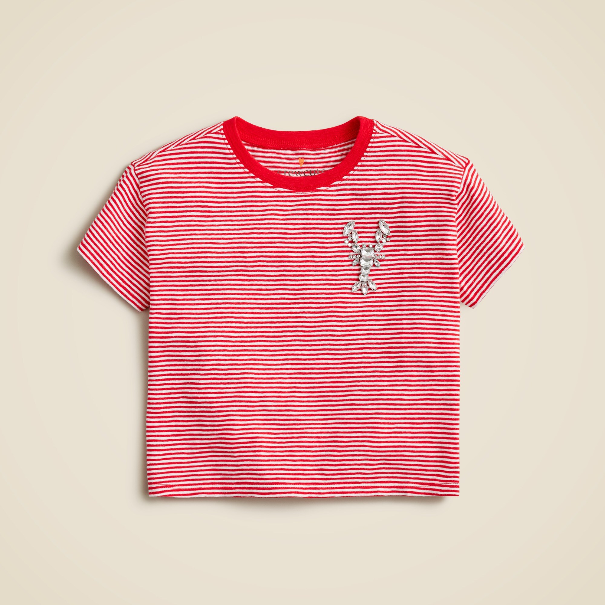 Girls' lobster graphic T-shirt with jewels