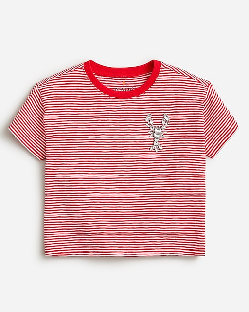 girls Girls' cropped lobster graphic T-shirt with jewels